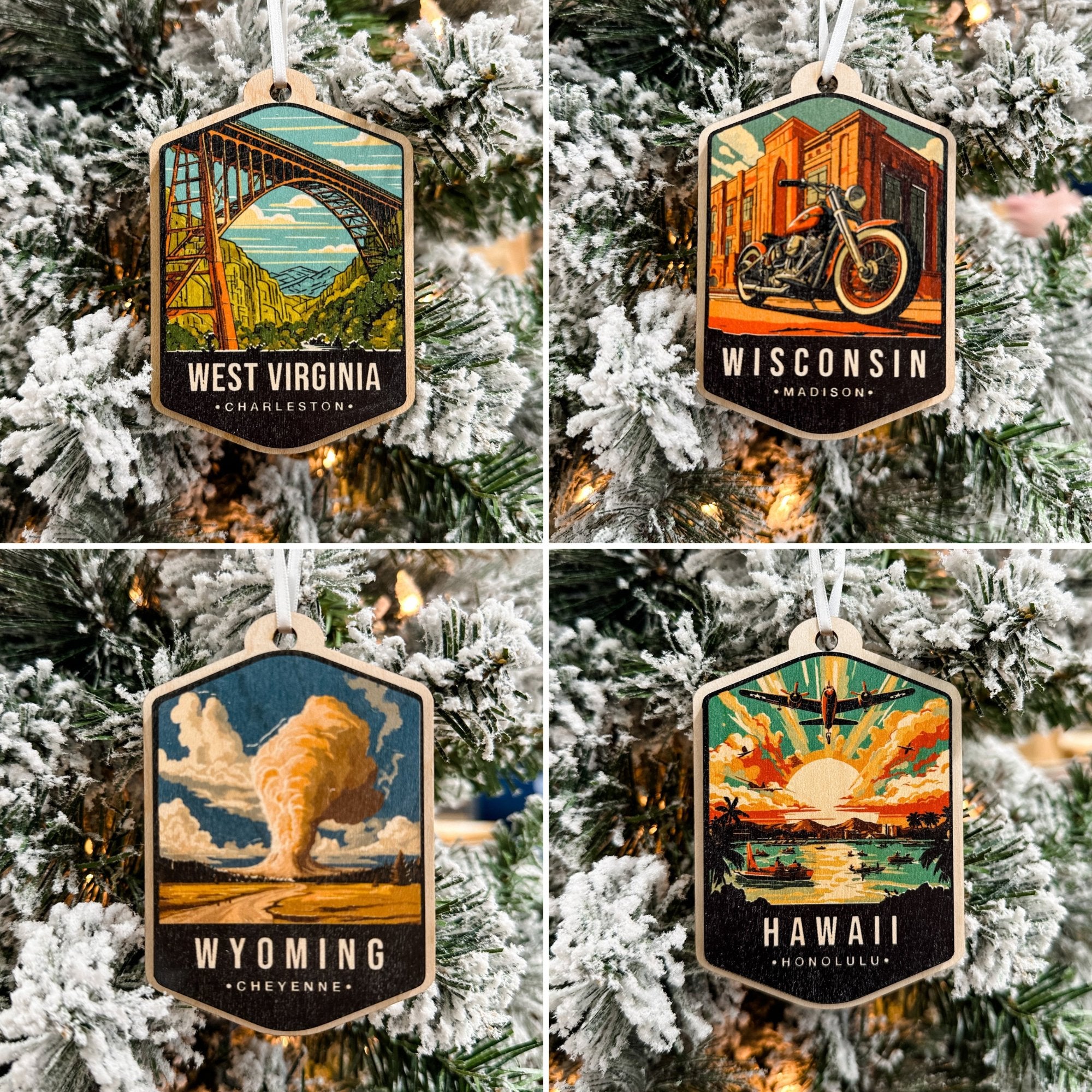 US States Watercolour 3D Wood Ornaments **Choose from 50!** - Sticks & Doodles