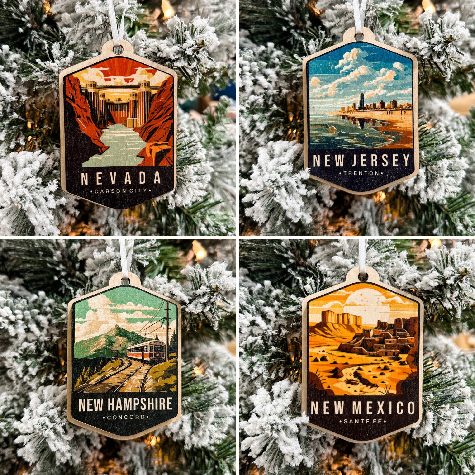 US States Watercolour 3D Wood Ornaments **Choose from 50!** - Sticks & Doodles
