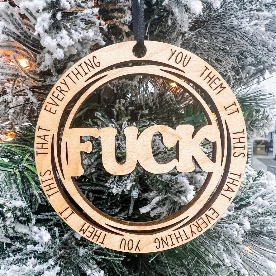 Descriptive F*** | Engraved Wood Ornament