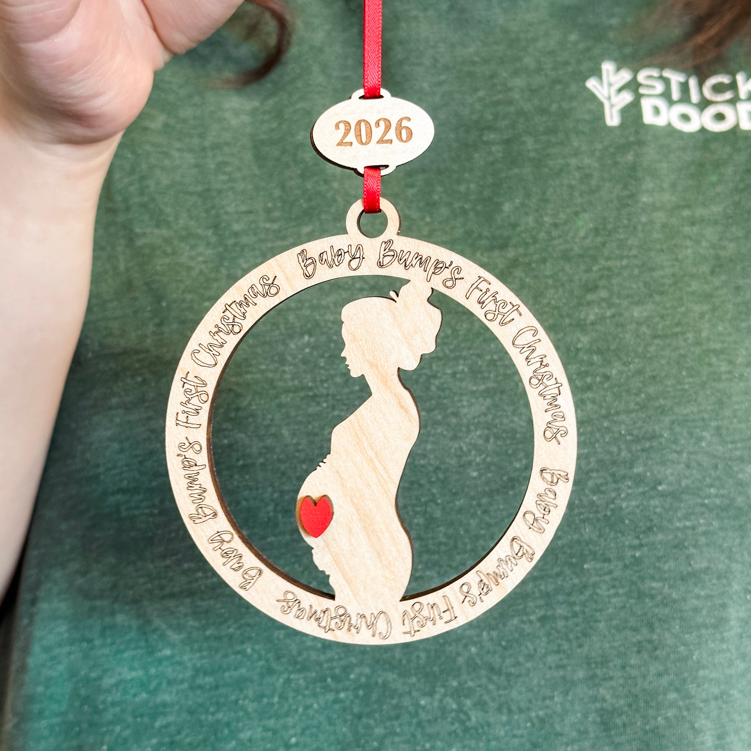 Baby Bump's First Christmas • 3D Wood Ornament