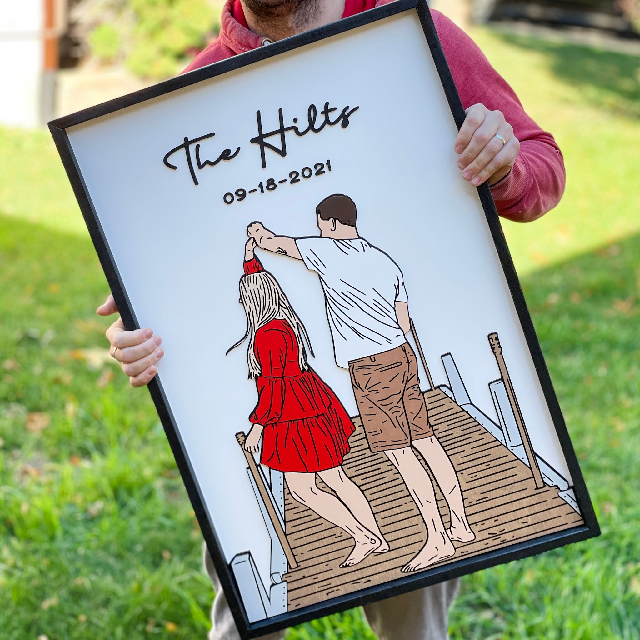 (Request a Quote) Custom Couples / Engagement / Wedding 3D Wood Painting from Photo (Booking Christmas 2024) - Sticks & Doodles