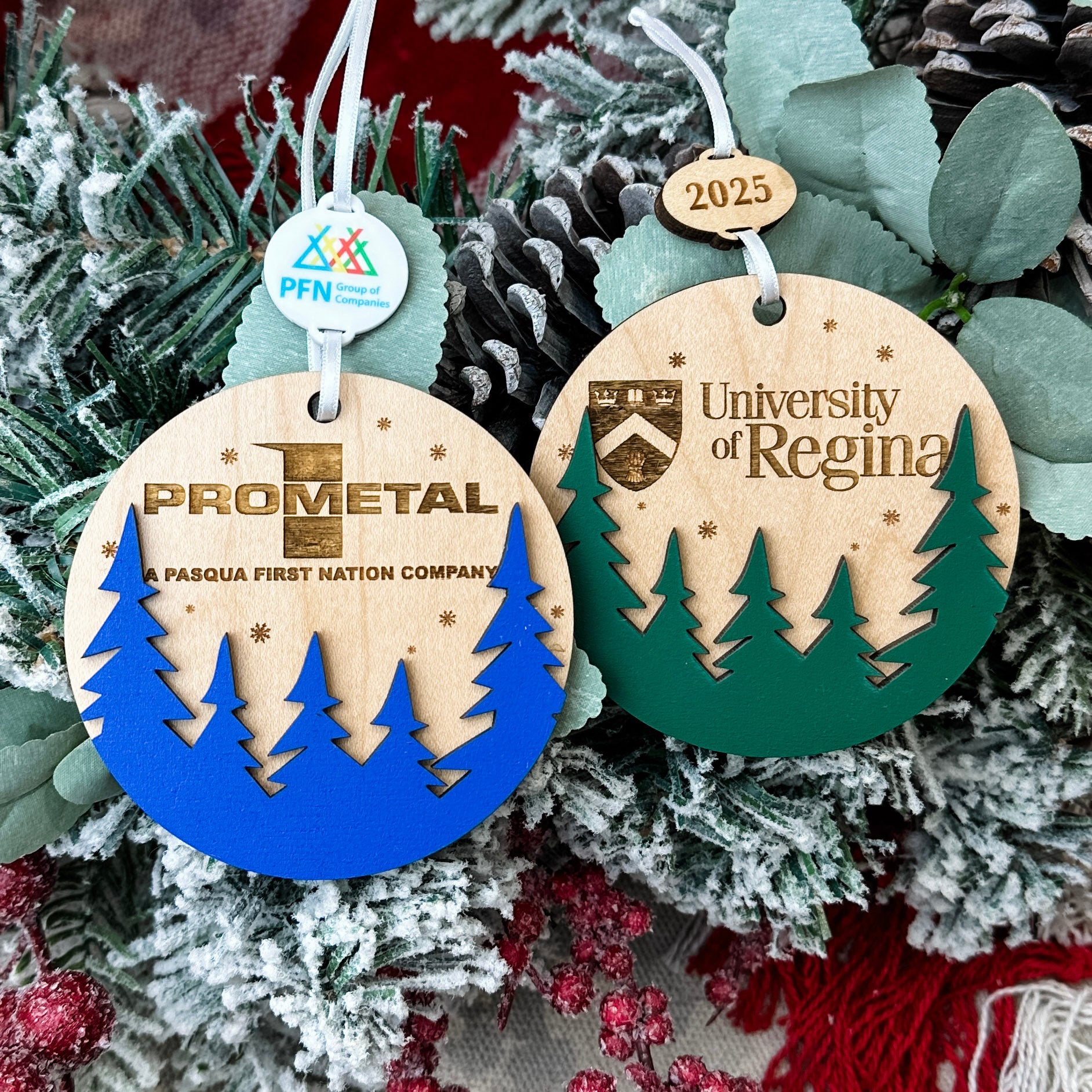 Group Order: Company Christmas Ornaments • Layered Wood • Corporate Gifts