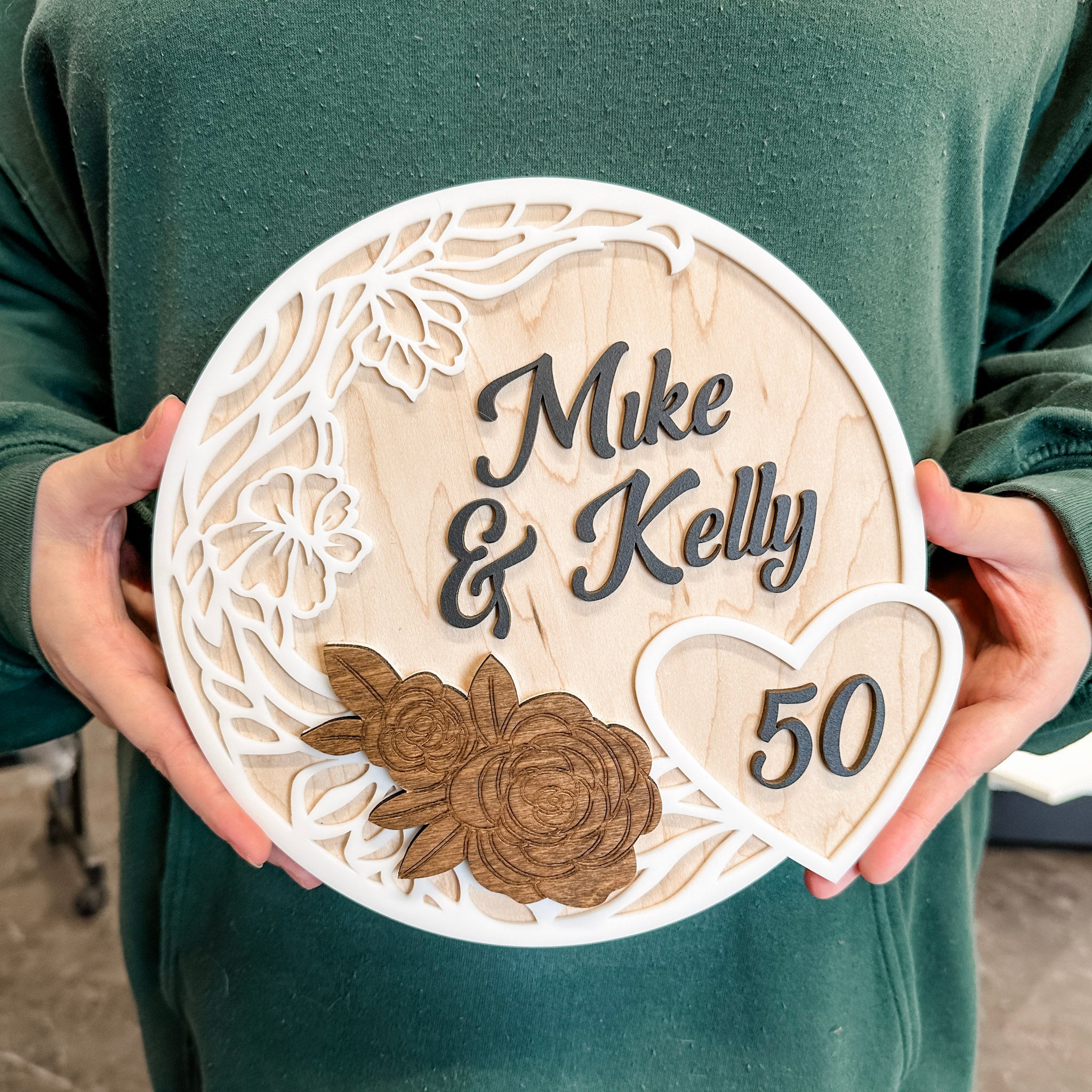 Anniversary Milestone | 3D Wood & Acrylic Ornament, Magnet, or Mini Sign