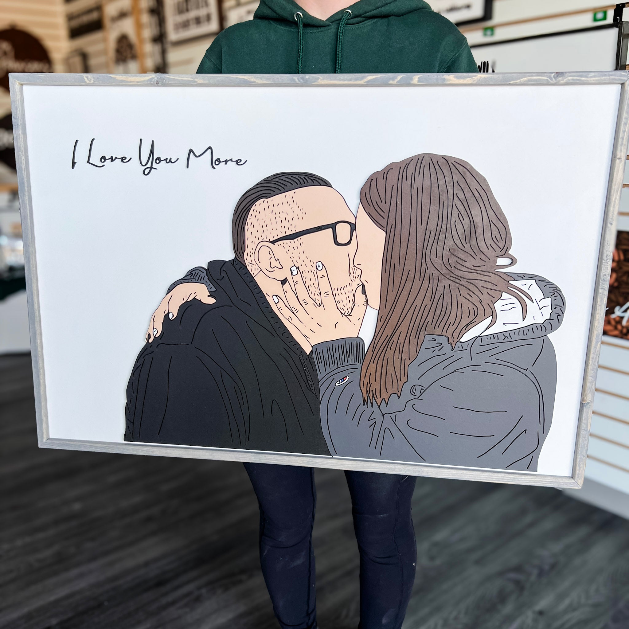 (Request a Quote) Custom Couples / Engagement / Wedding 3D Wood Painting from Photo (Booking Christmas 2024) - Sticks & Doodles