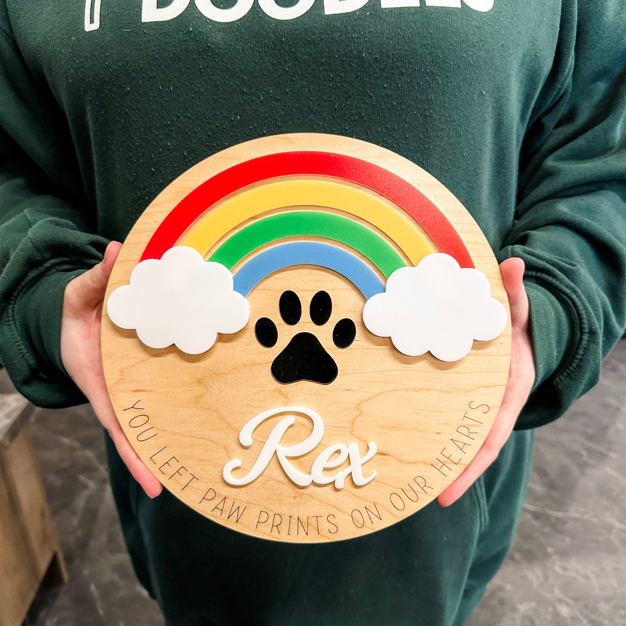 Rainbow Bridge Pet Loss | 3D Wood & Acrylic Ornament, Magnet, or Mini Sign