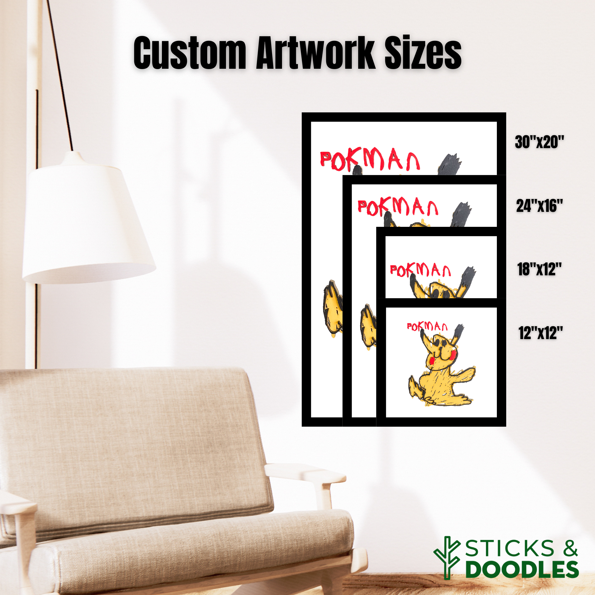 Custom 3D Wooden Artwork from Child's Drawing - Sticks & Doodles