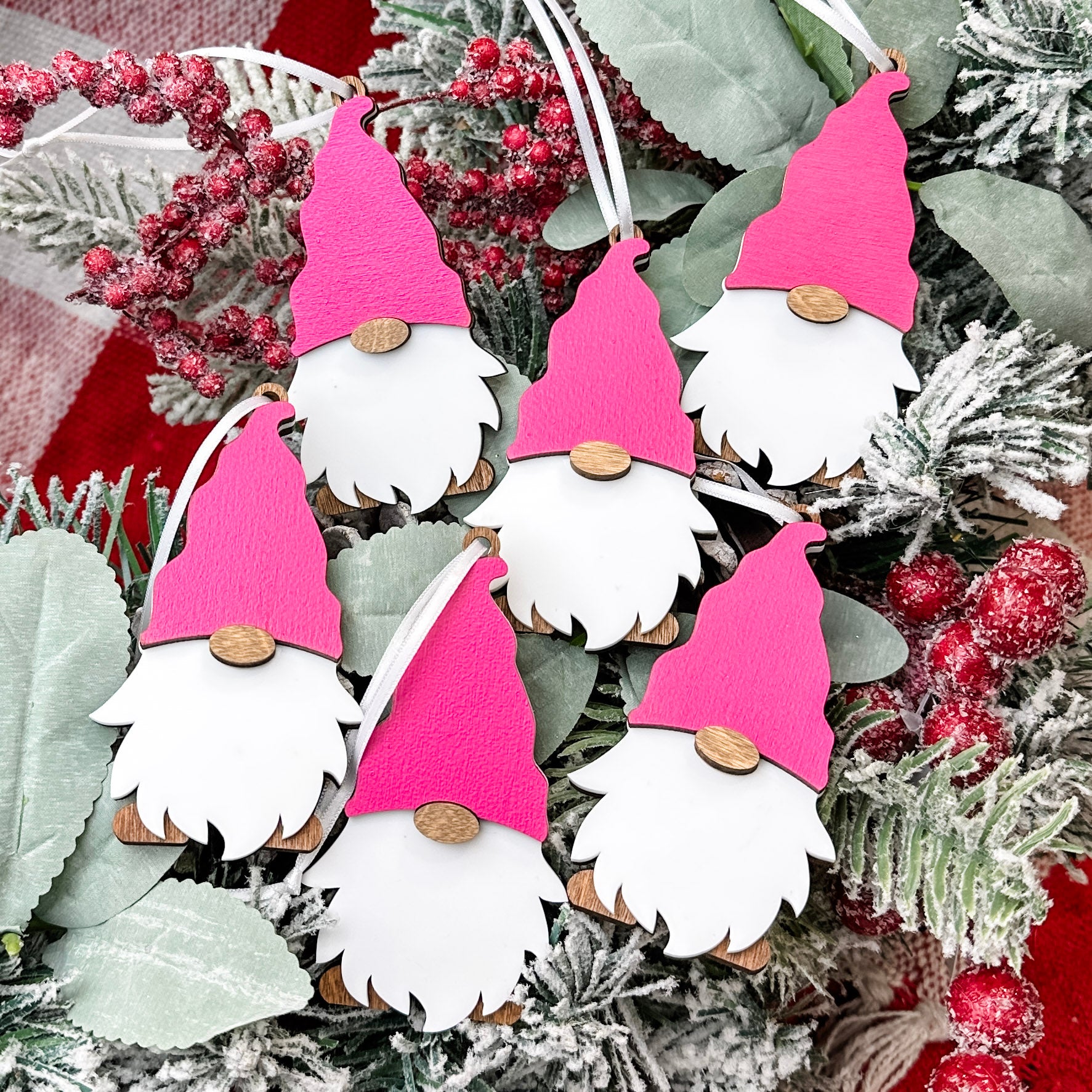 Group Order: Team Spirit Gnomes • Layered Wood Ornaments • Corporate Gifts