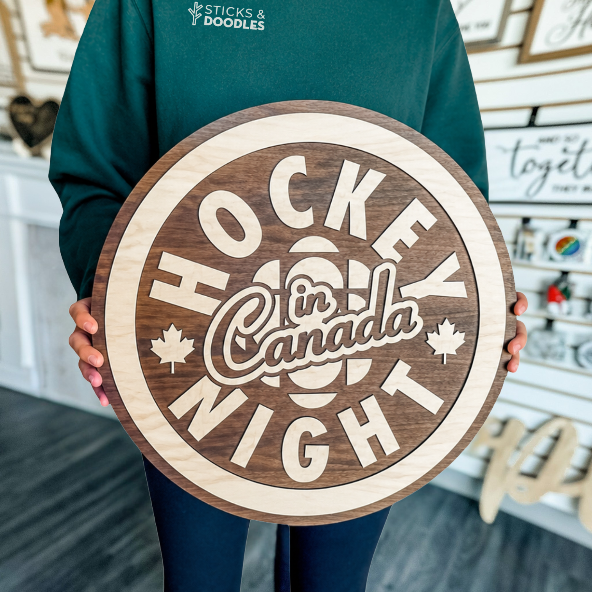Hockey Night in Canada Wood Sign – Walnut & Maple Edition