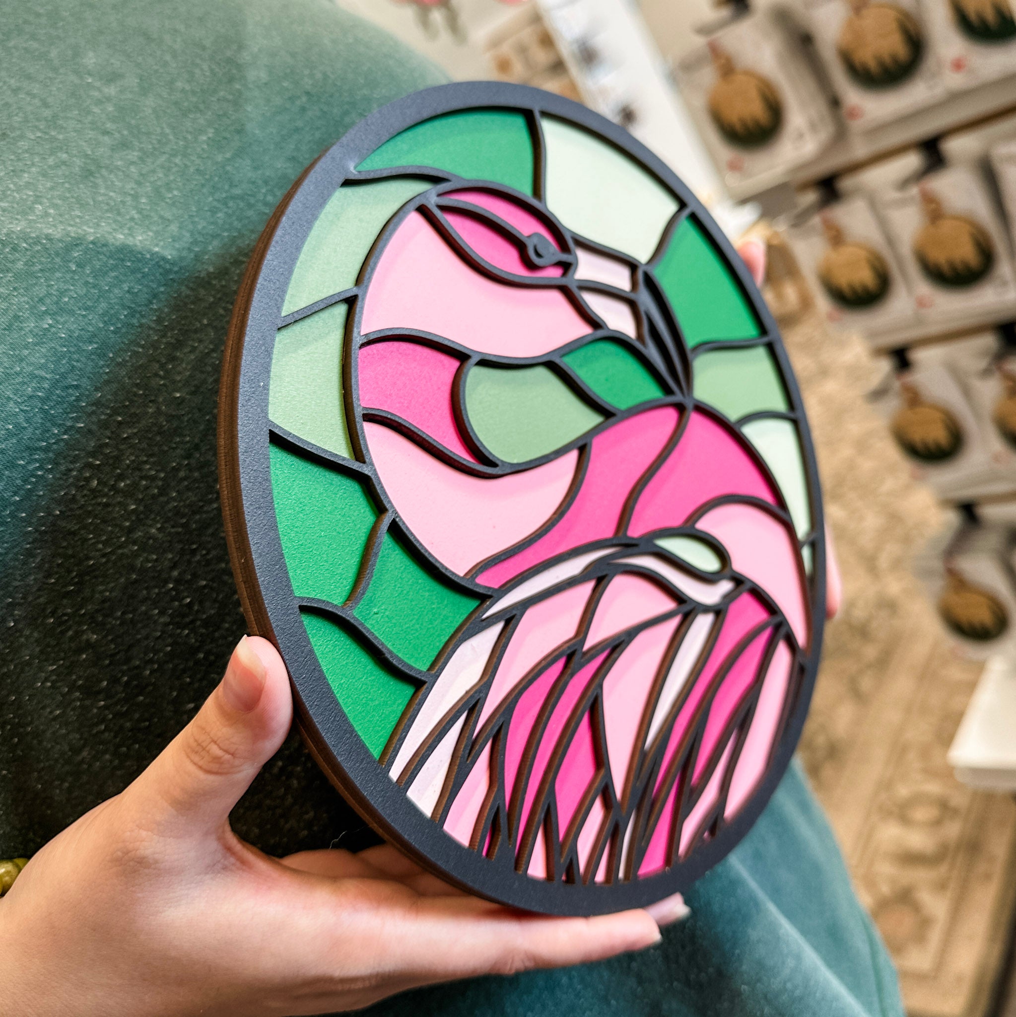 The Stained Glass Flamingo • Mini Sign