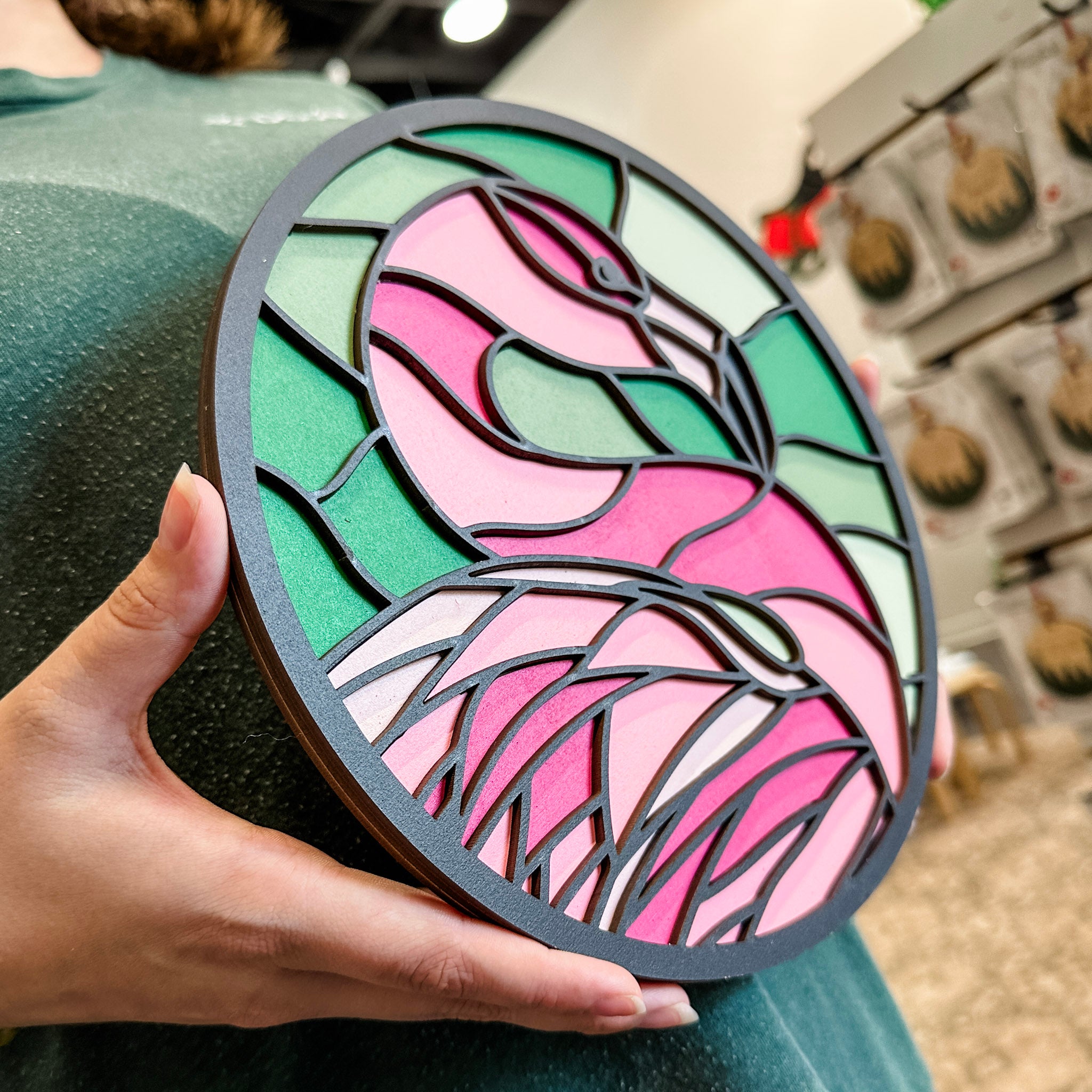 The Stained Glass Flamingo • Mini Sign
