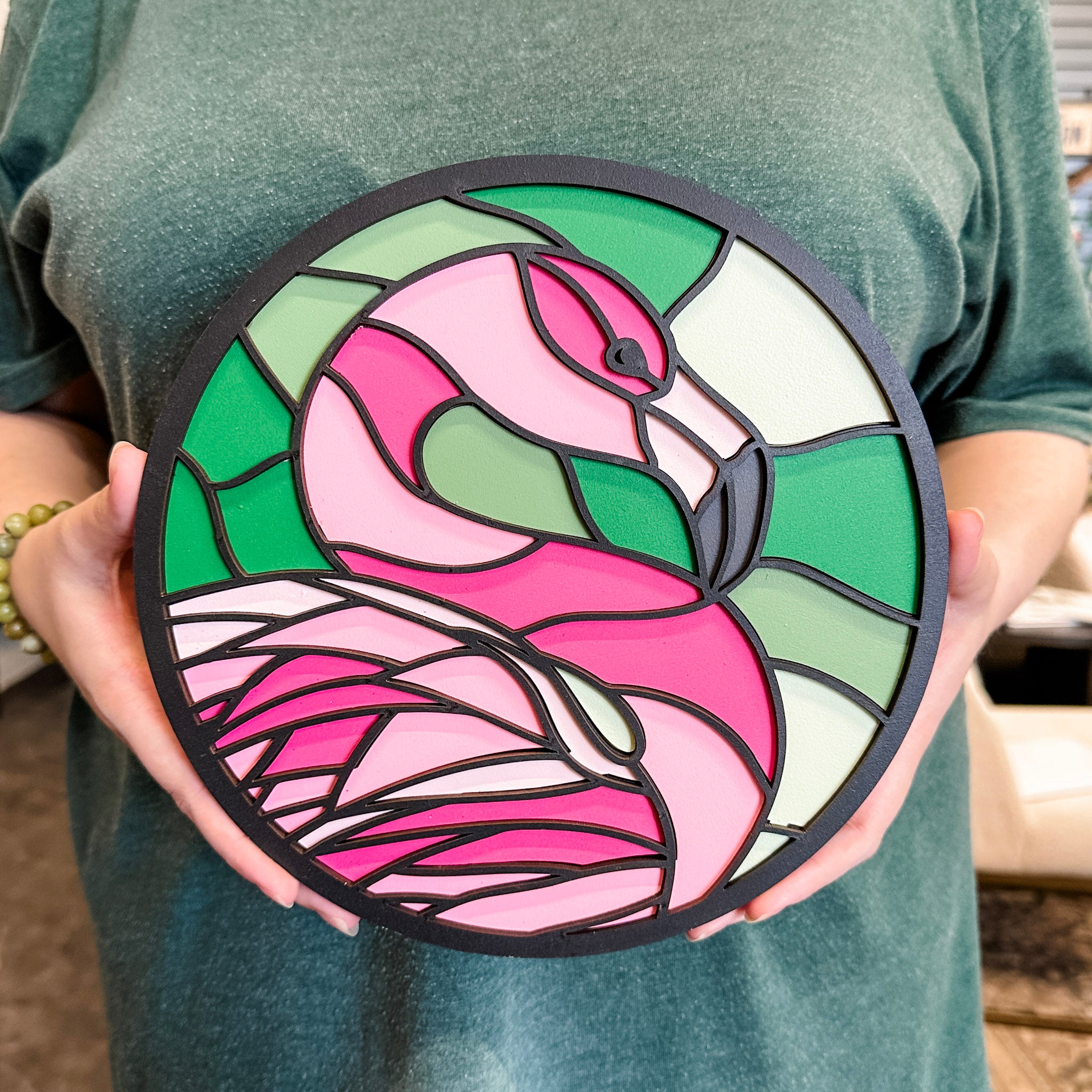 The Stained Glass Flamingo • Mini Sign