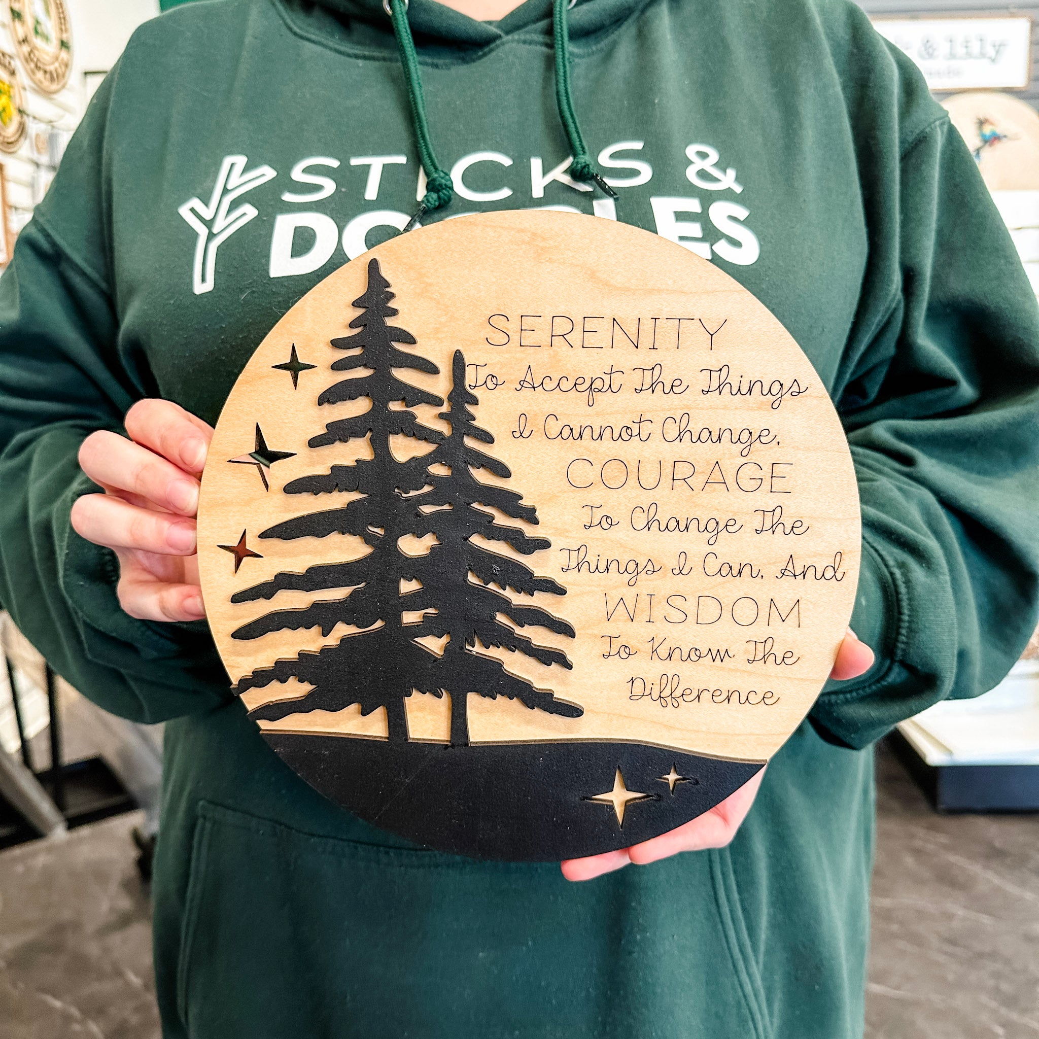 The Serenity Prayer | 3D Wood Ornament, Magnet, or Mini Sign