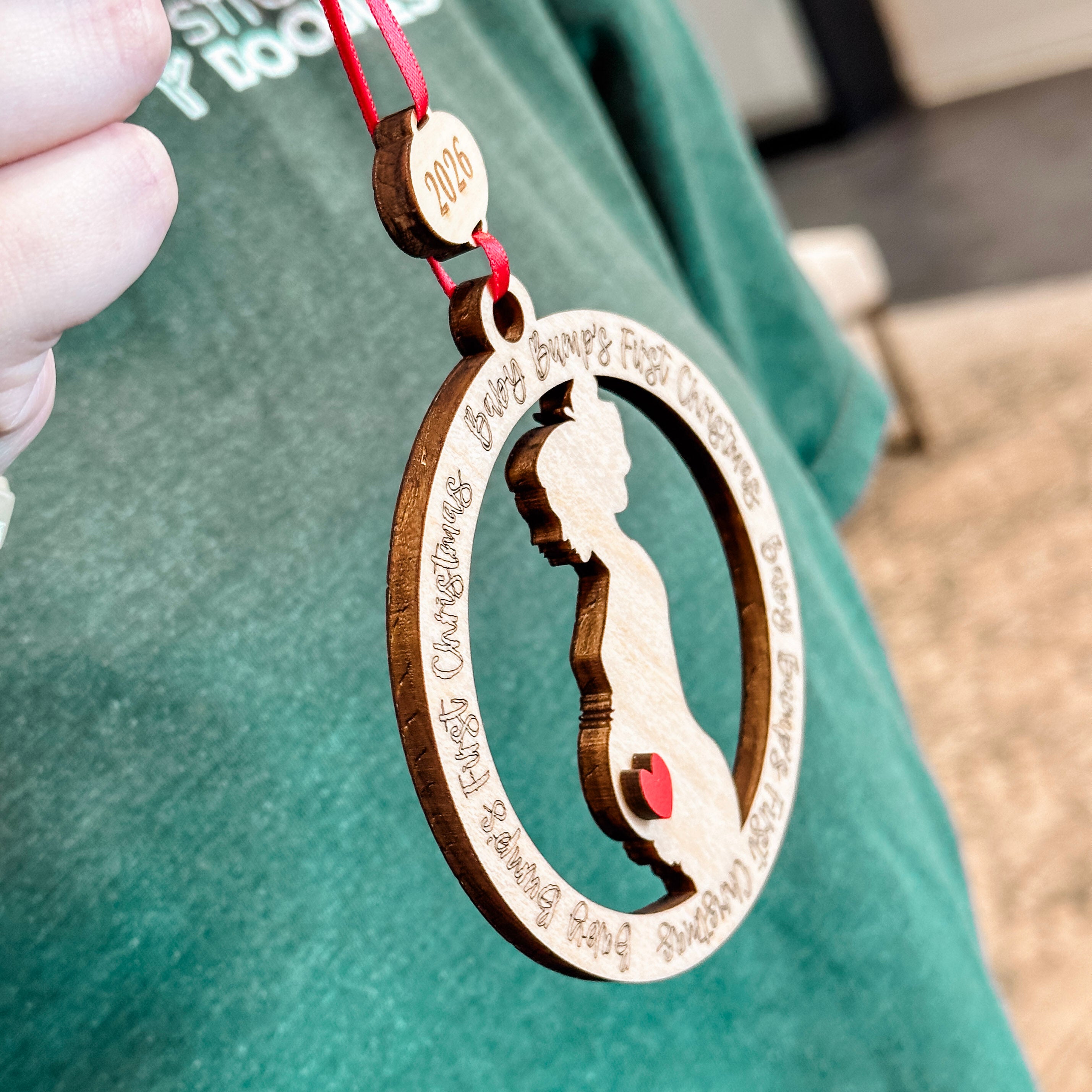 Baby Bump's First Christmas • 3D Wood Ornament