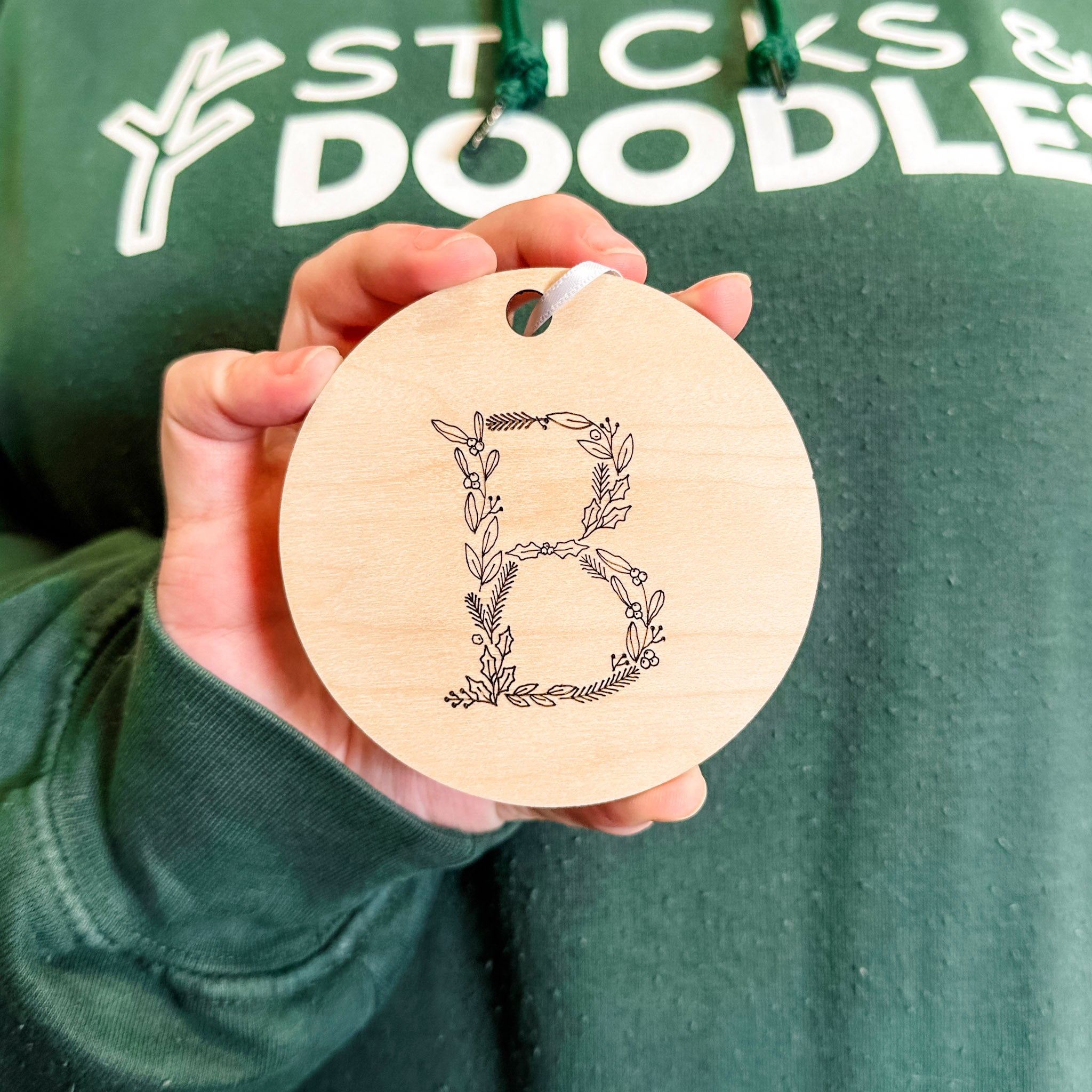 Family Initials | Engraved Wood Ornament