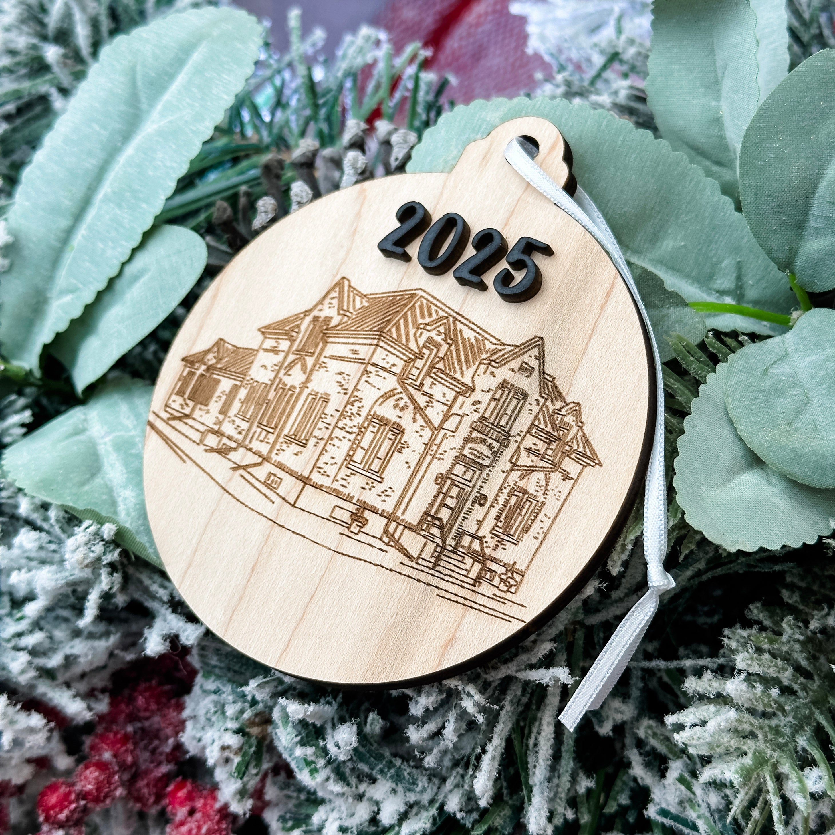Group Order: Business Portrait Line Art • Engraved Wood Ornaments • Corporate Gifts