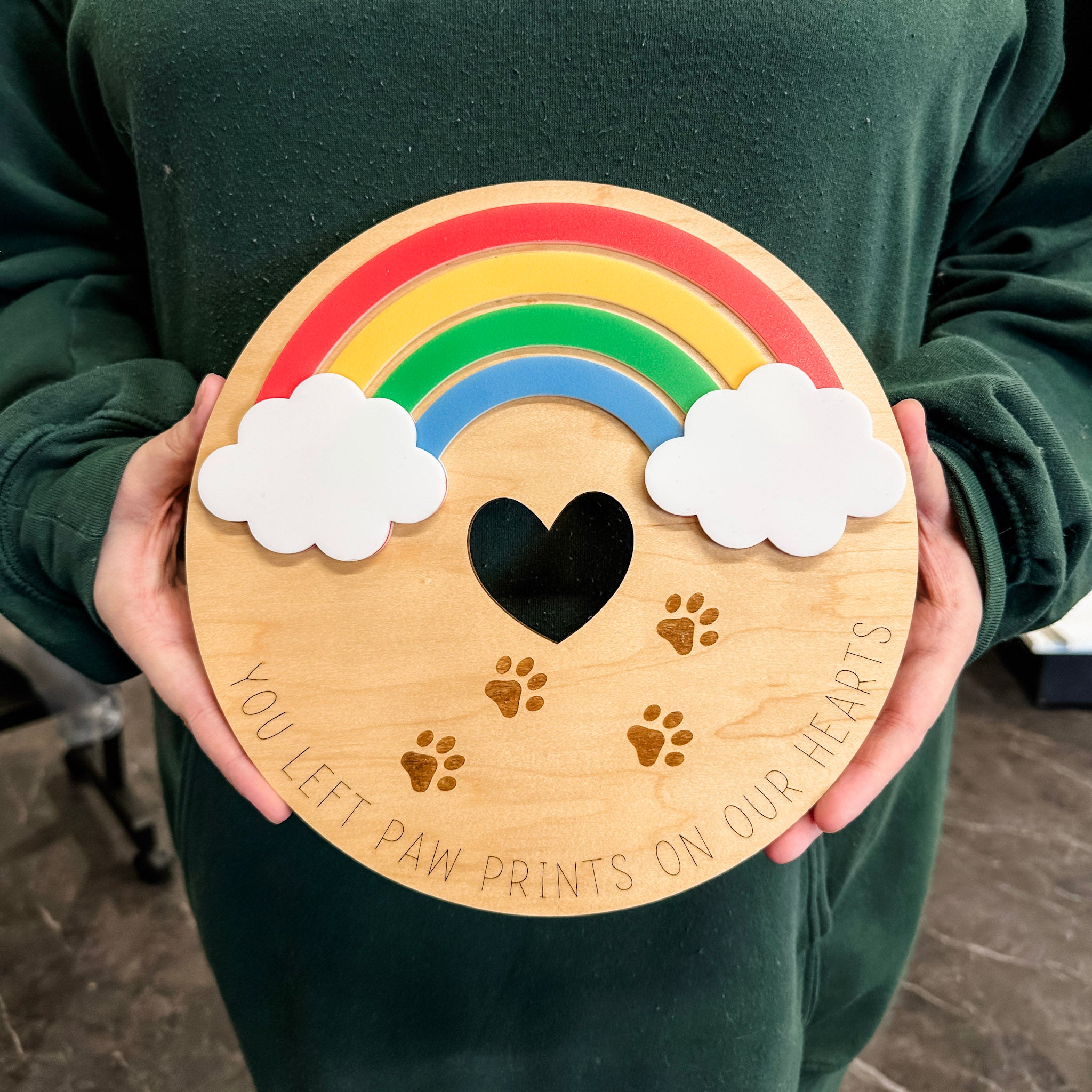 Rainbow Bridge Pet Loss | 3D Wood & Acrylic Ornament, Magnet, or Mini Sign