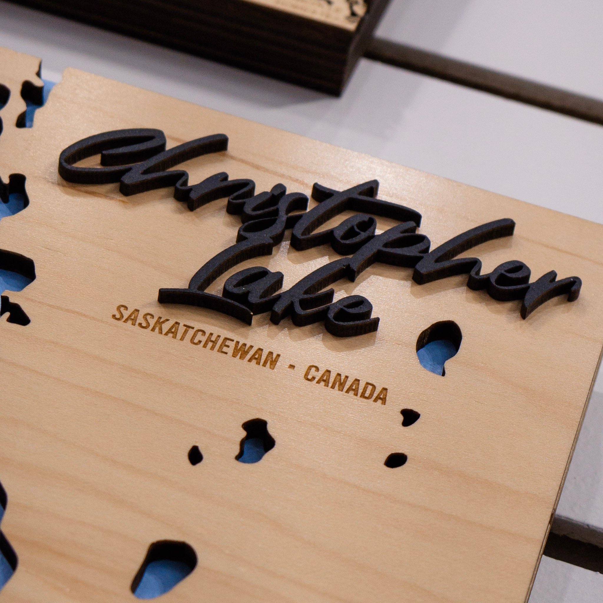 Christopher Lake Map • Bathymetric Layered Wood Depth Map • For Lake Lovers