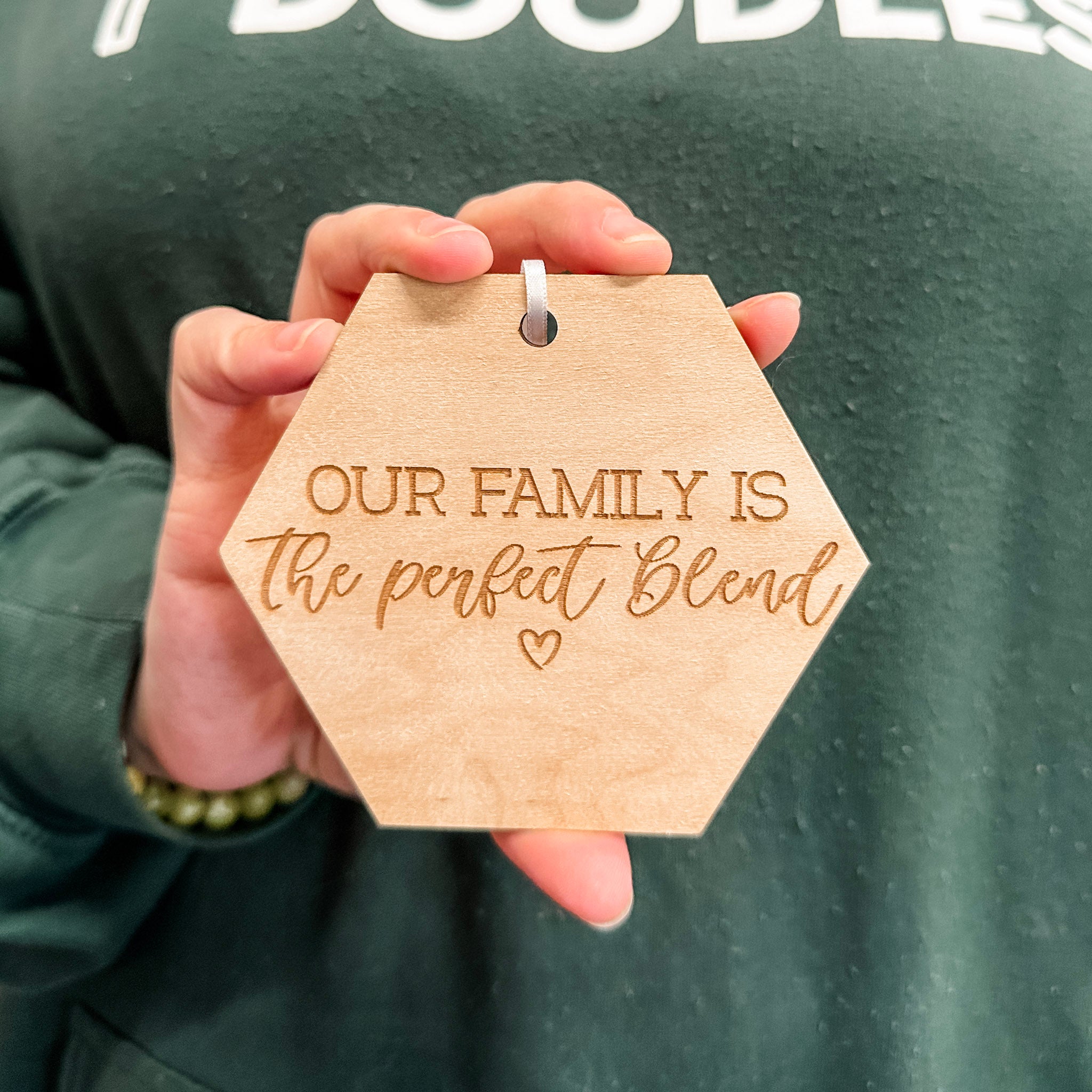 Our Family is the Perfect Blend | Engraved Wooden Ornament