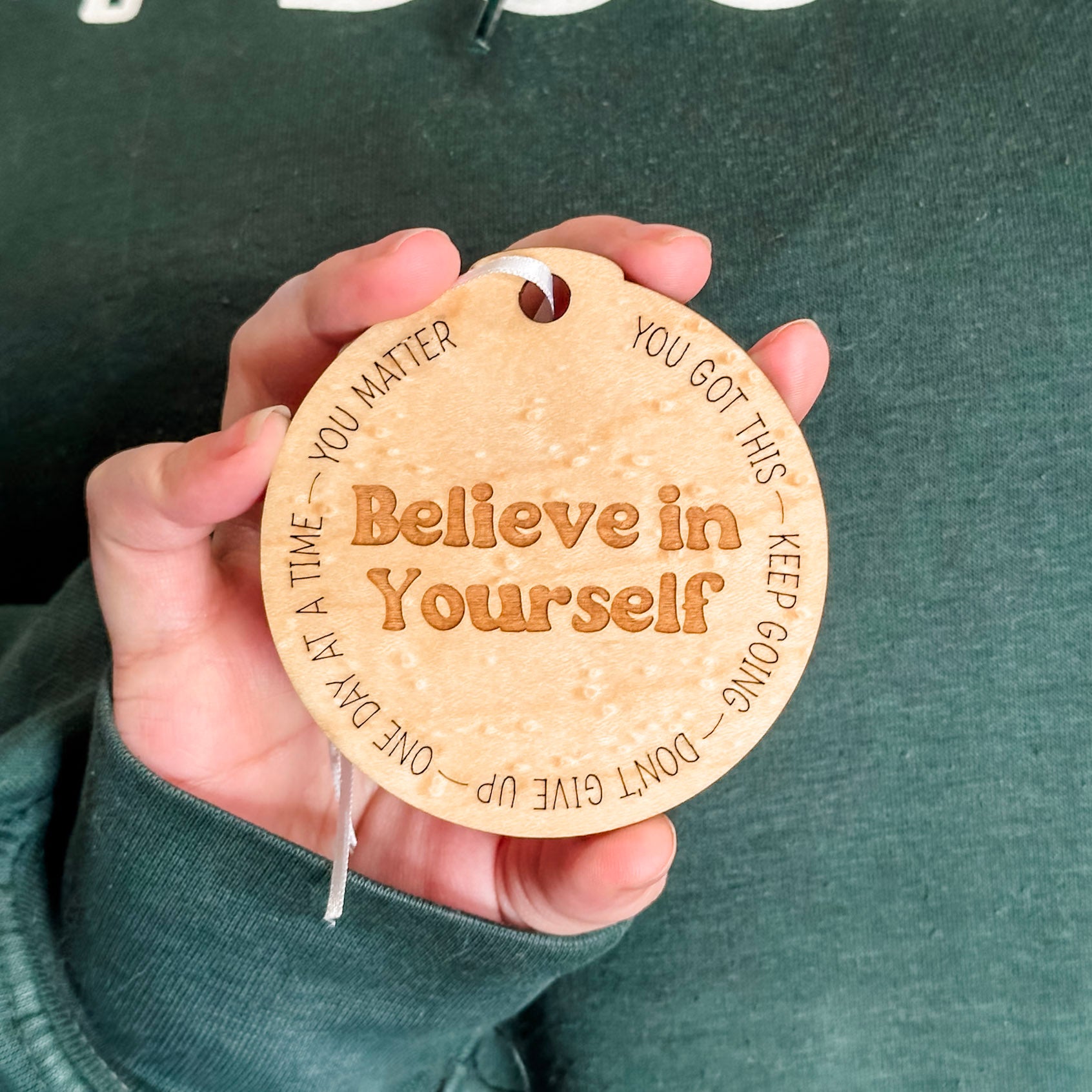 Affirmation Ornaments • Wood Engraved Ornaments • For Family and Friends