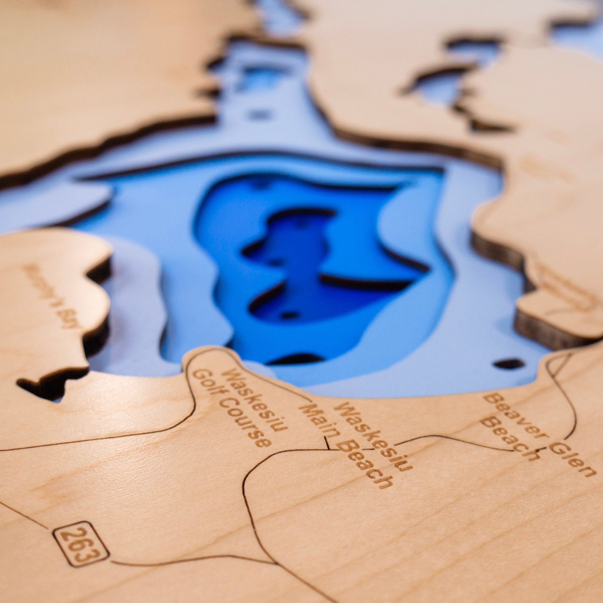 Waskesiu Lake Map • Bathymetric Layered Wood Depth Map • For Lake Lovers