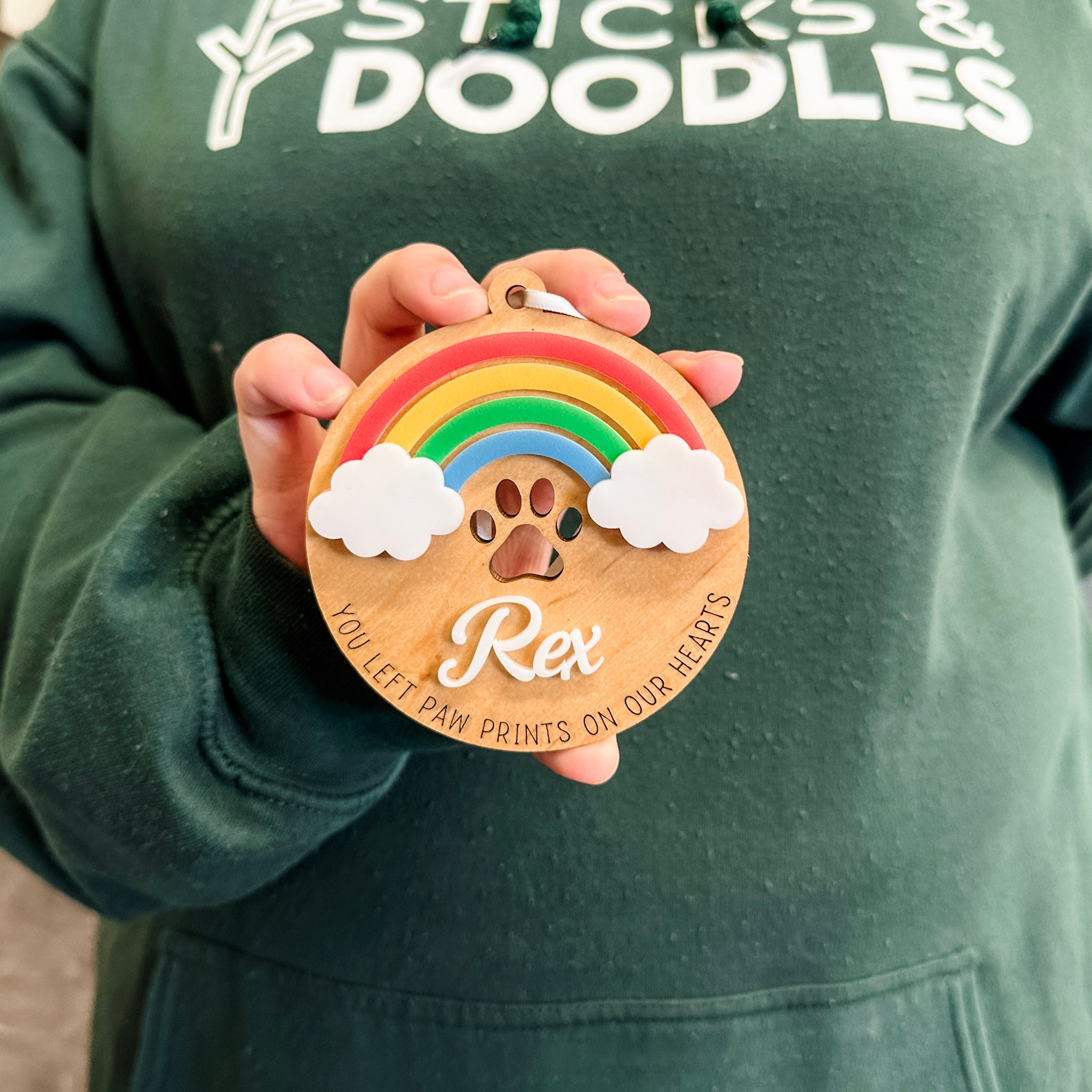 Rainbow Bridge Pet Loss | 3D Wood & Acrylic Ornament, Magnet, or Mini Sign