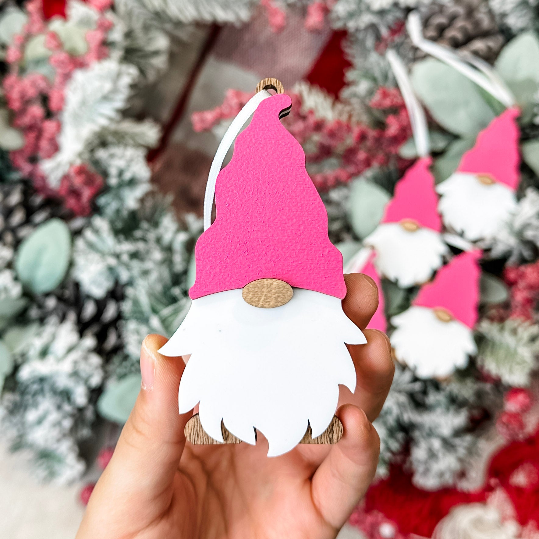 Group Order: Team Spirit Gnomes • Layered Wood Ornaments • Corporate Gifts