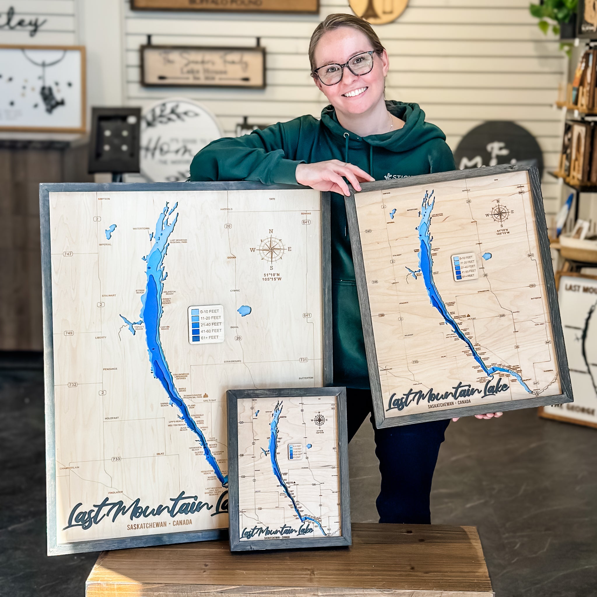 Last Mountain Lake 3D Wood Map