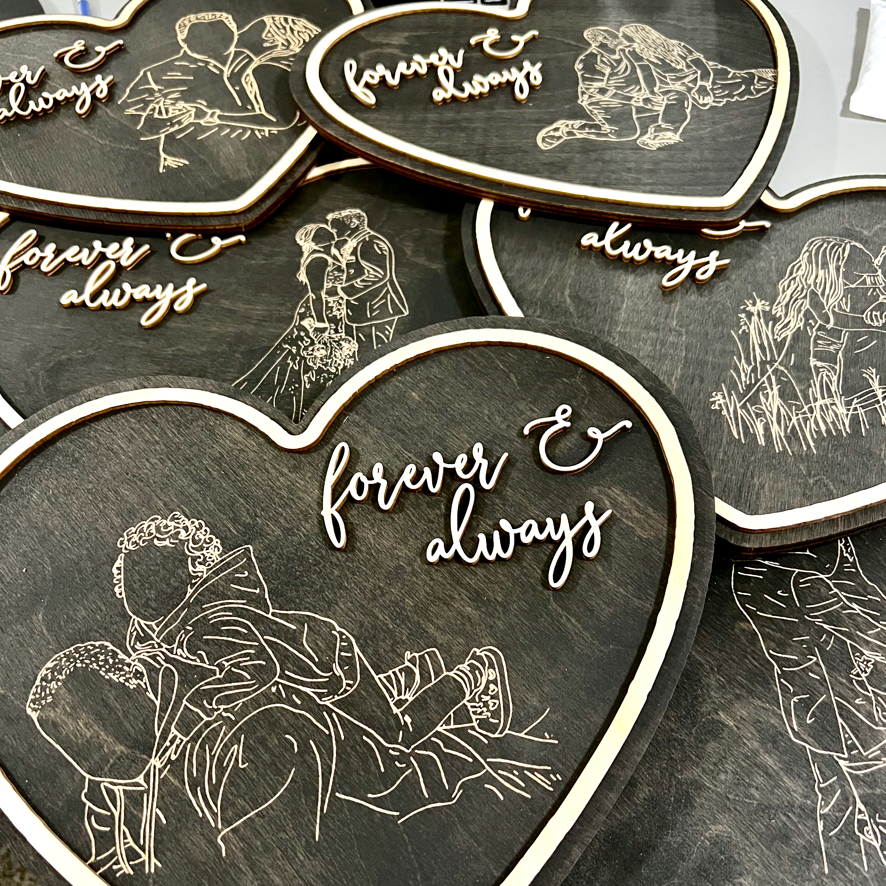 Custom Hand-Drawn Couples Heart Photo Artwork