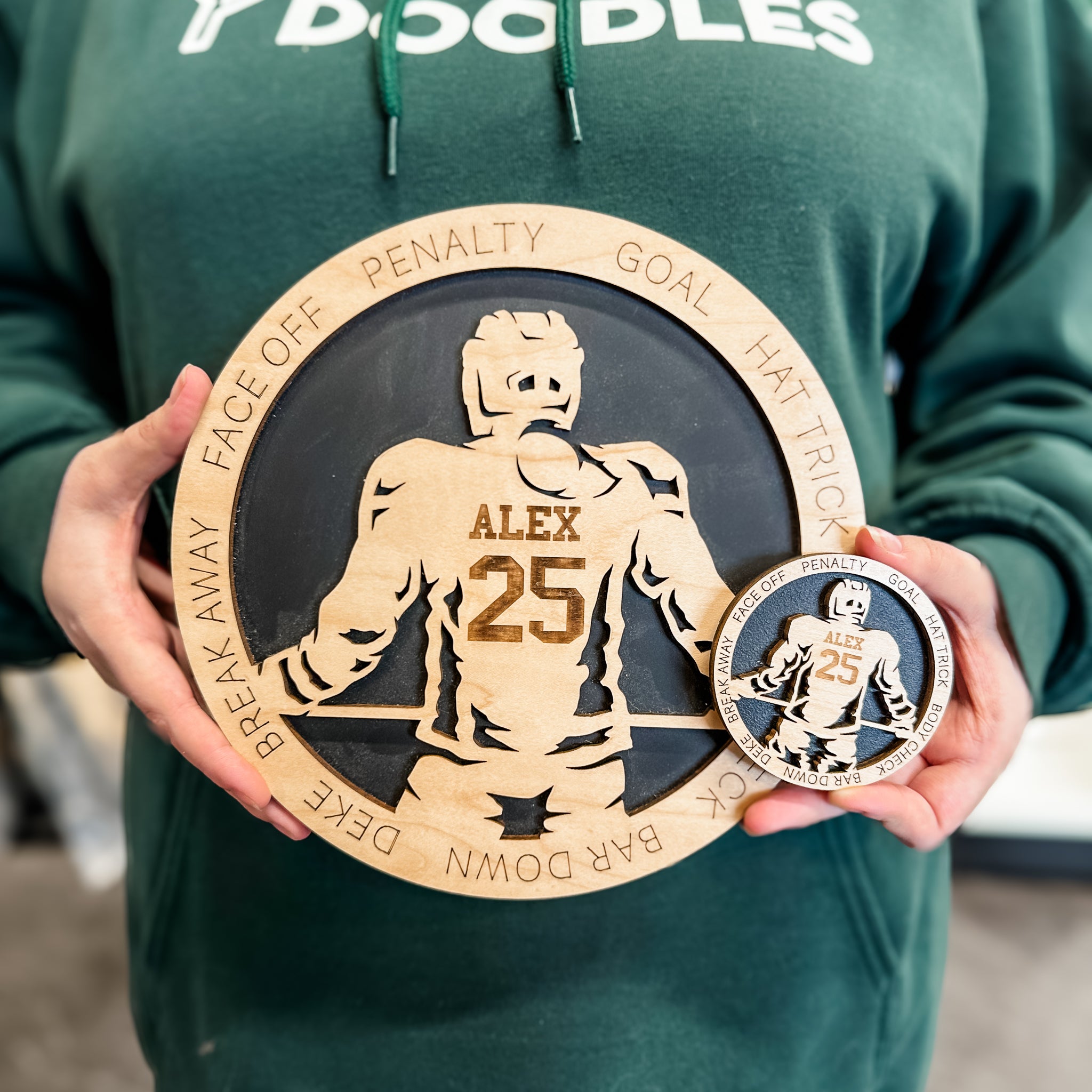 Personalized Hockey Player • Ornament, Magnet, Medal, or Mini Sign • For Your Next Great One