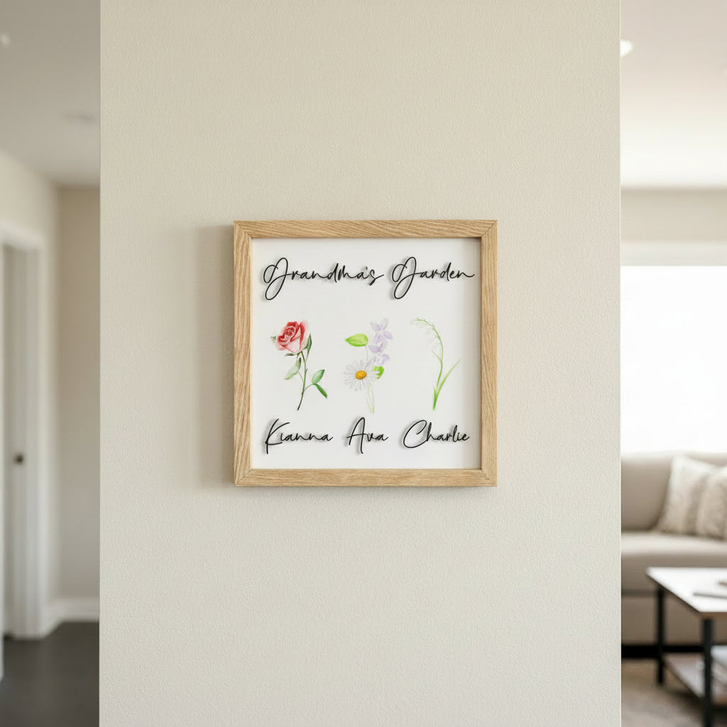 Personalized Birth Flower Sign – Grandma’s Garden