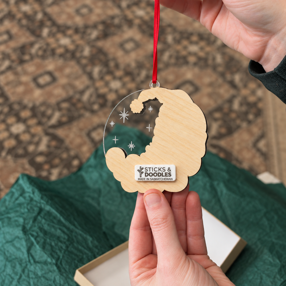 Santa Moon Ornament