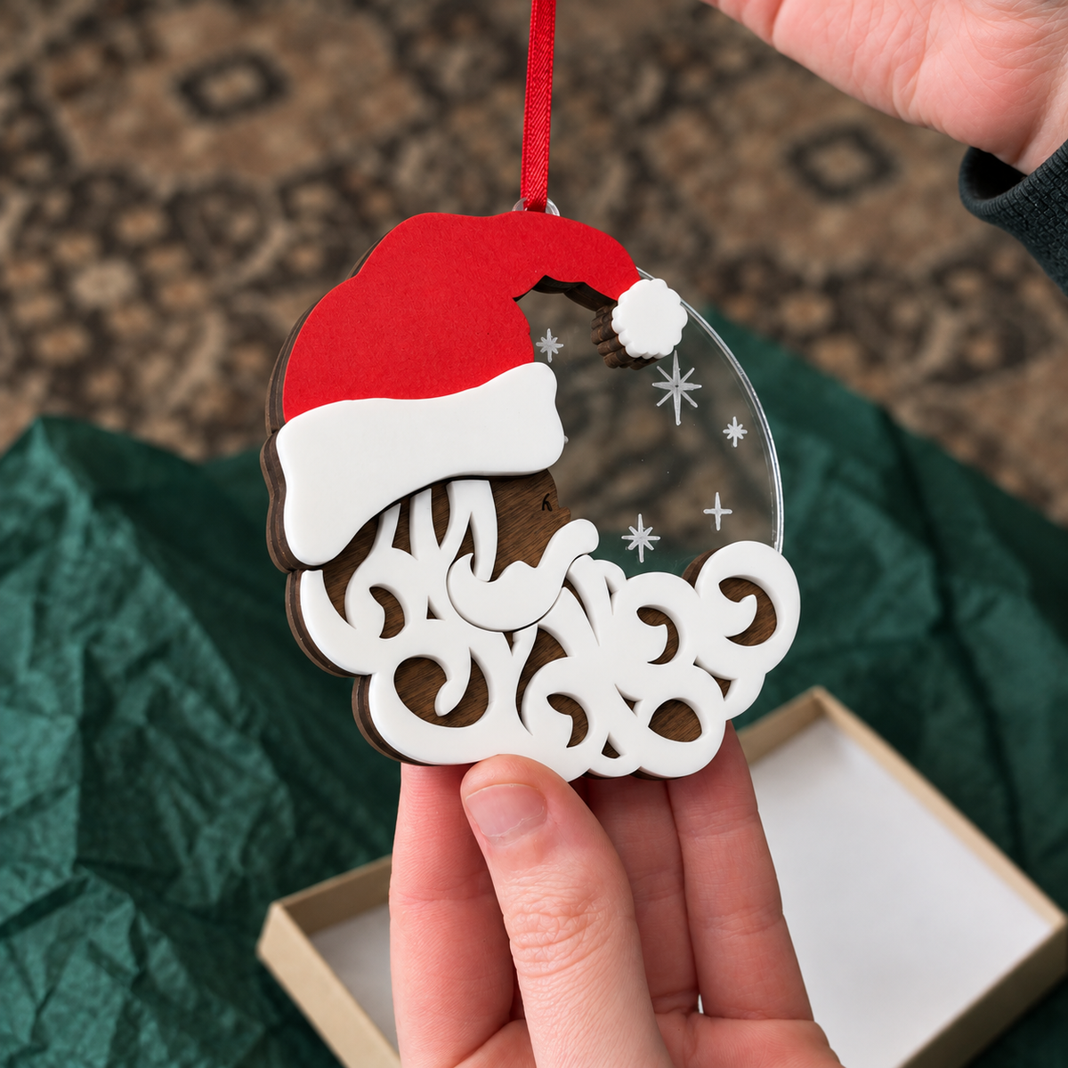 Santa Moon Ornament
