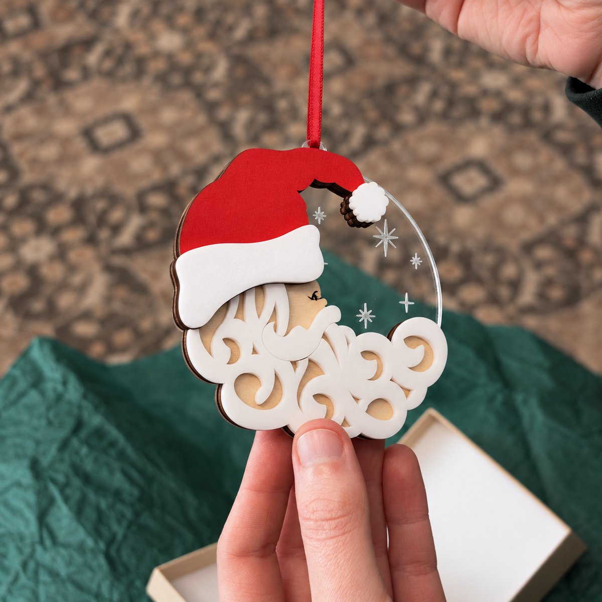 Santa Moon Ornament