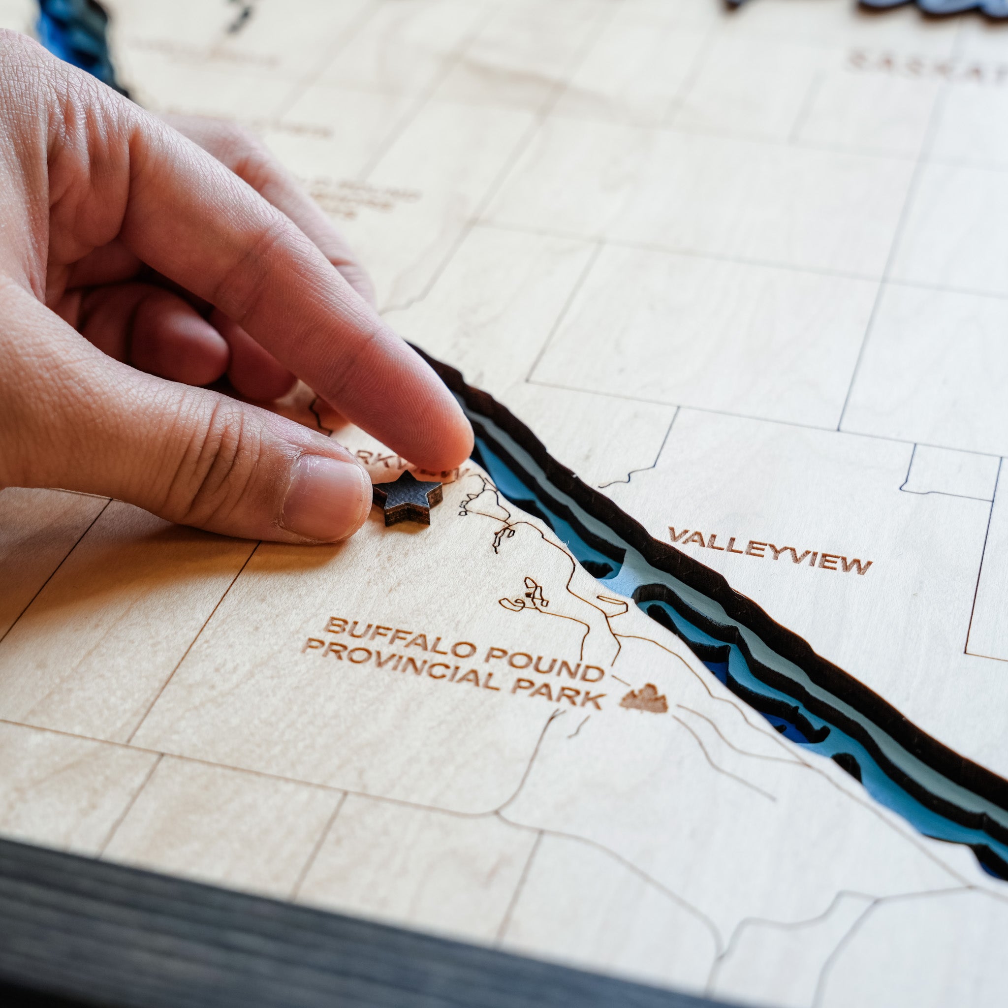 Buffalo Pound Lake Map • Bathymetric Layered Wood Depth Map • For Lake Lovers