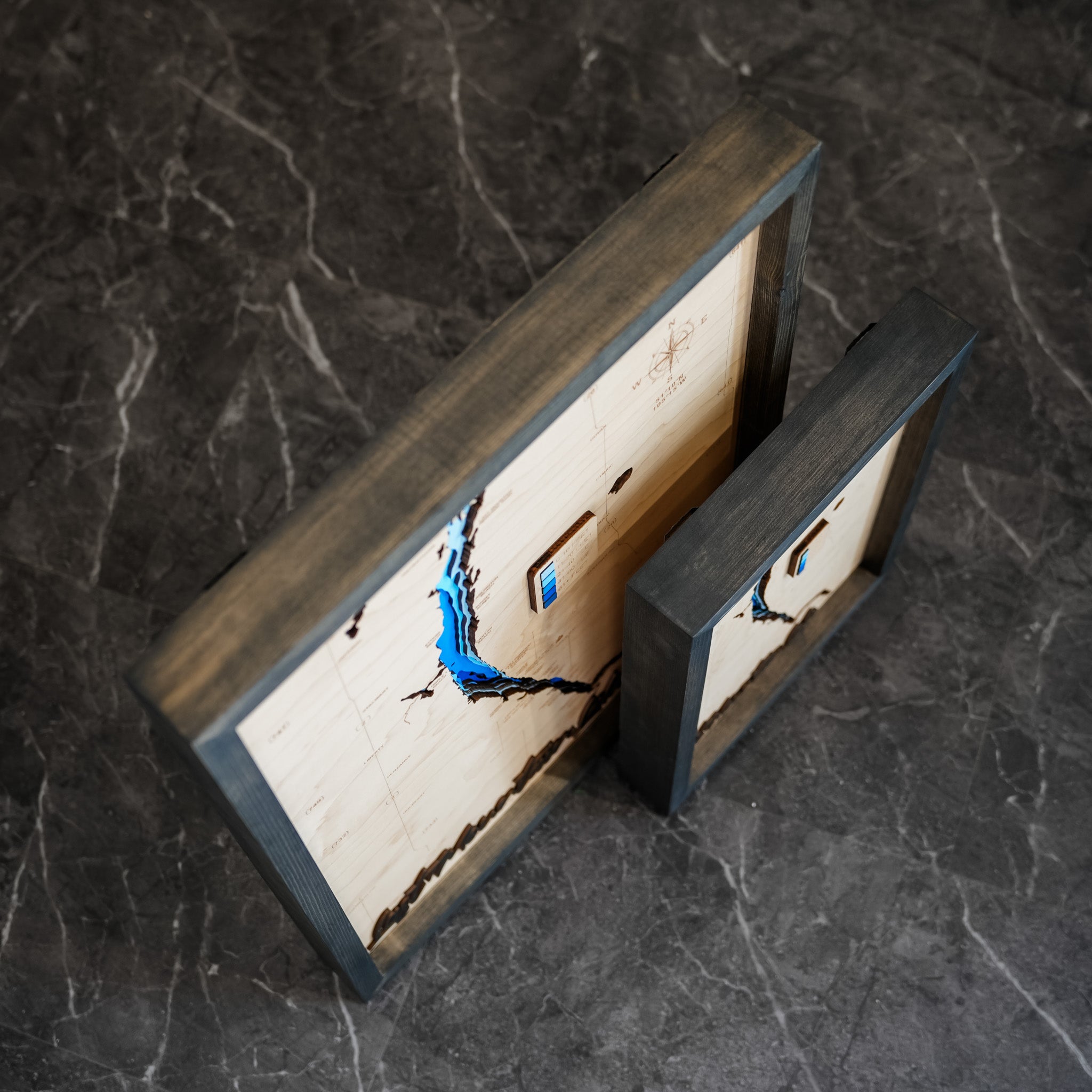 Last Mountain Lake Map • Bathymetric Layered Wood Depth Map of Long Lake • For Lake Lovers