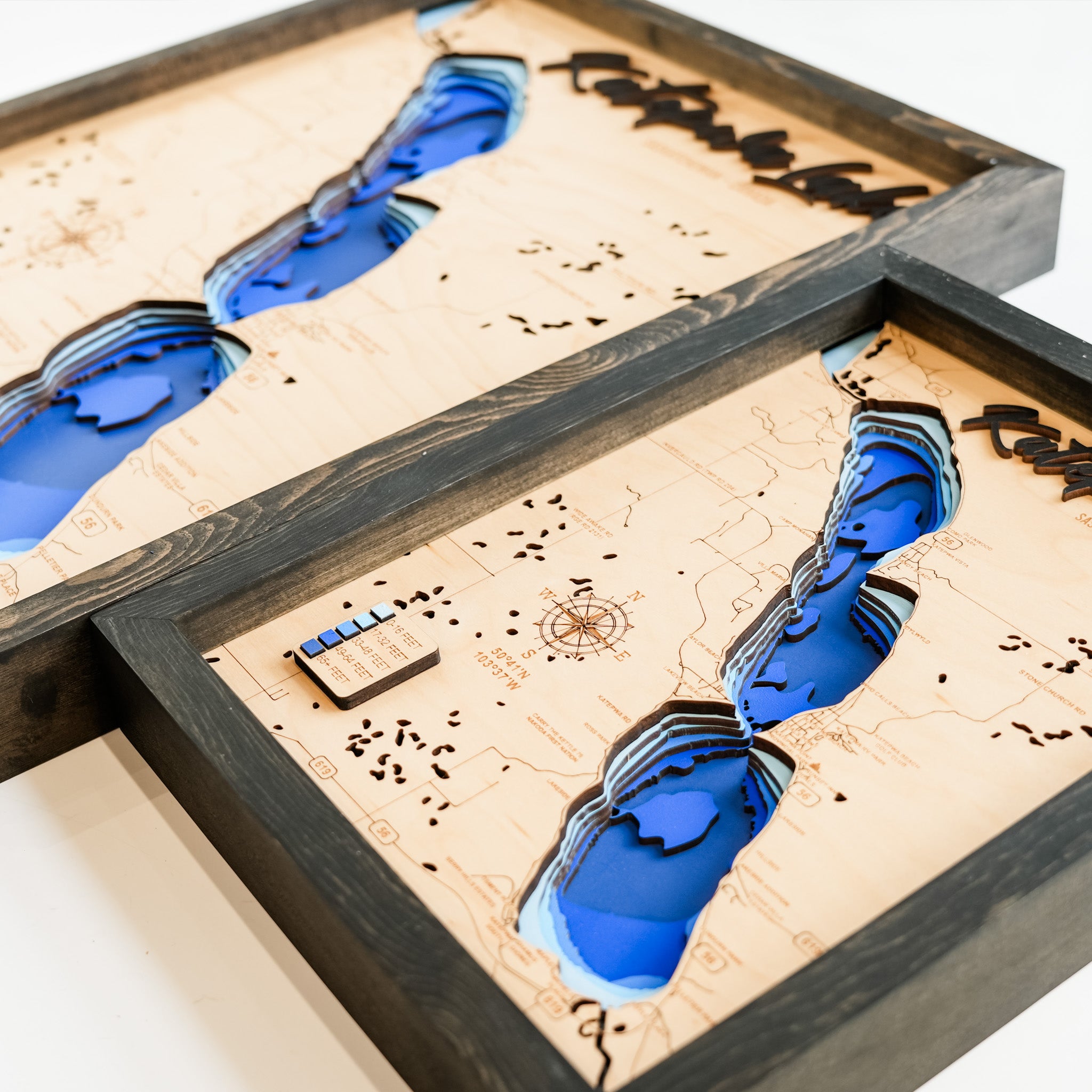 Katepwa Lake Map • Bathymetric Layered Wood Depth Map • For Lake Lovers