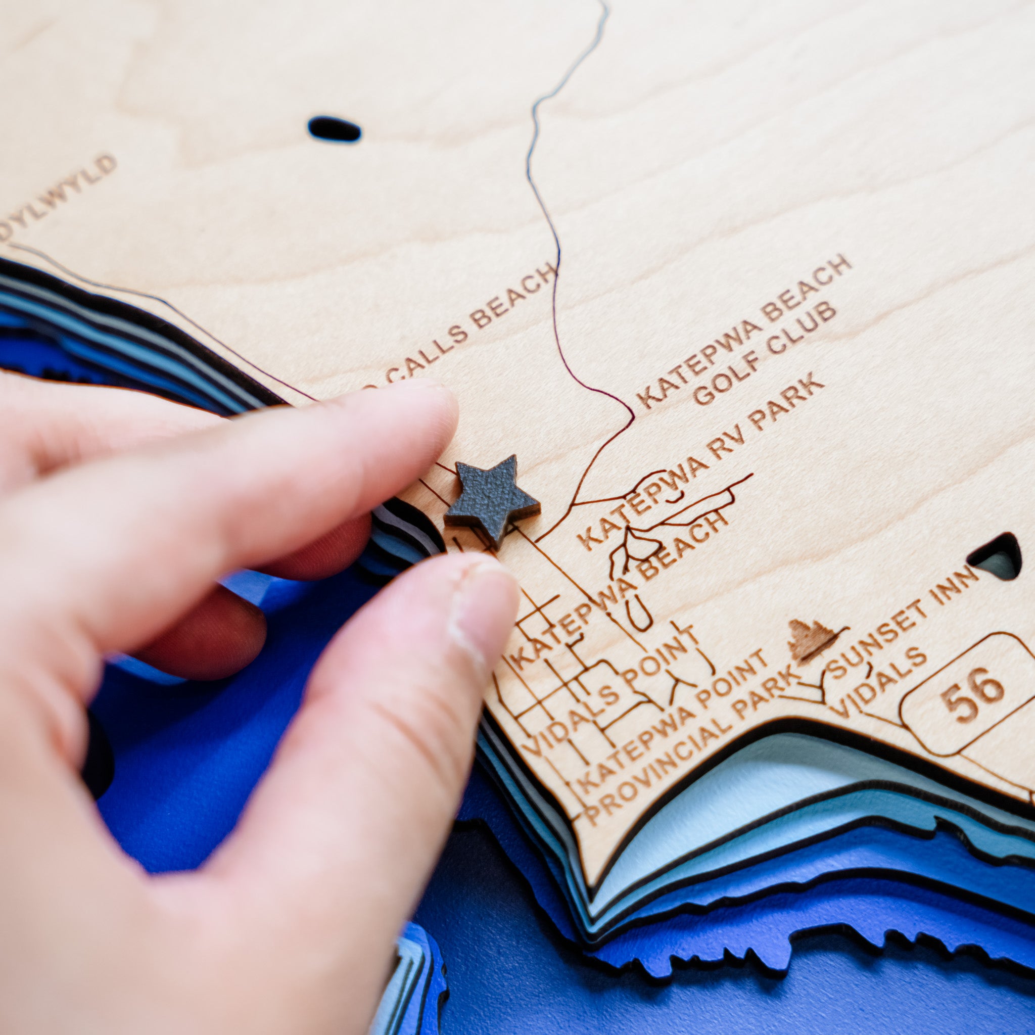 Katepwa Lake Map • Bathymetric Layered Wood Depth Map • For Lake Lovers