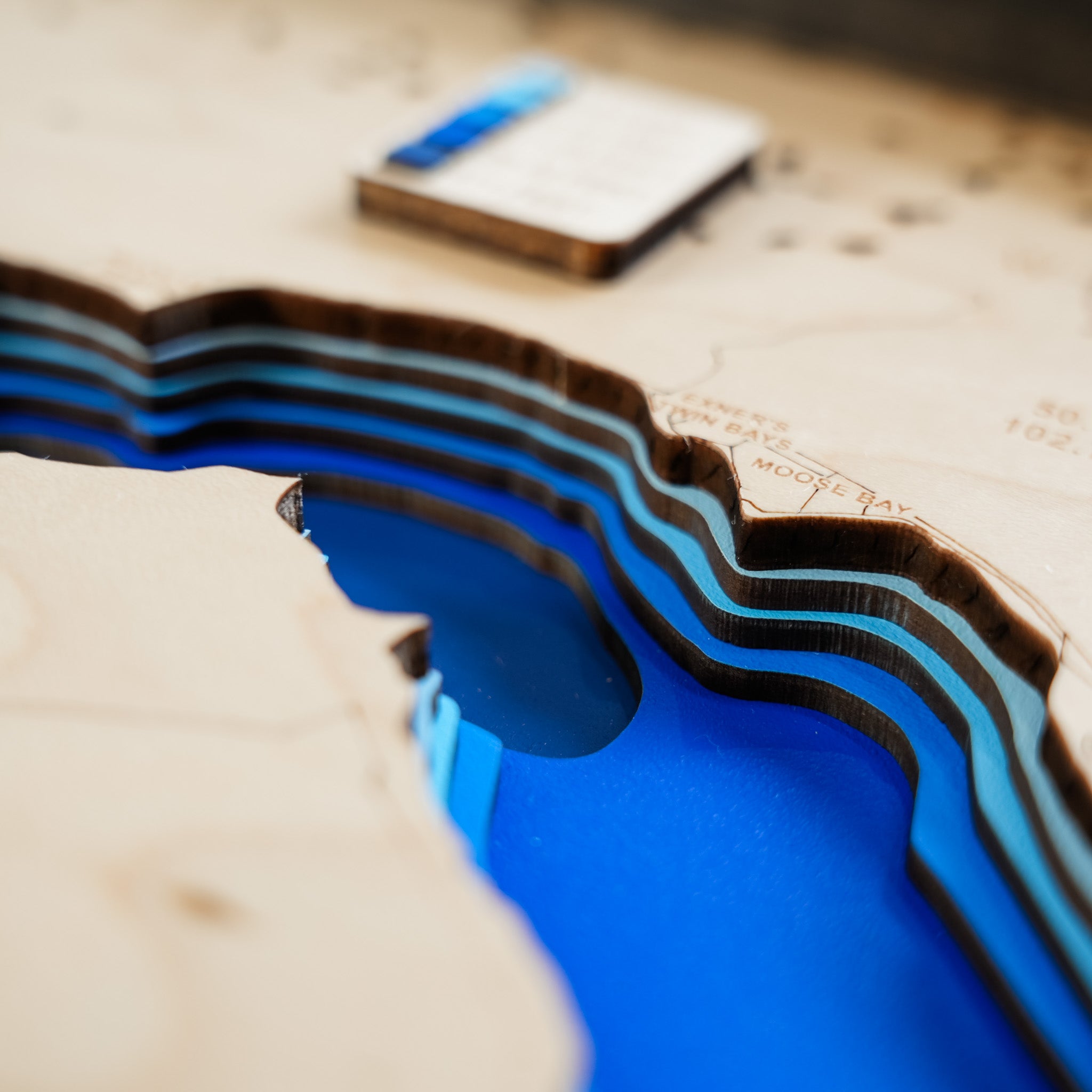 Crooked Lake Map • Bathymetric Layered Wood Depth Map • For Lake Lovers