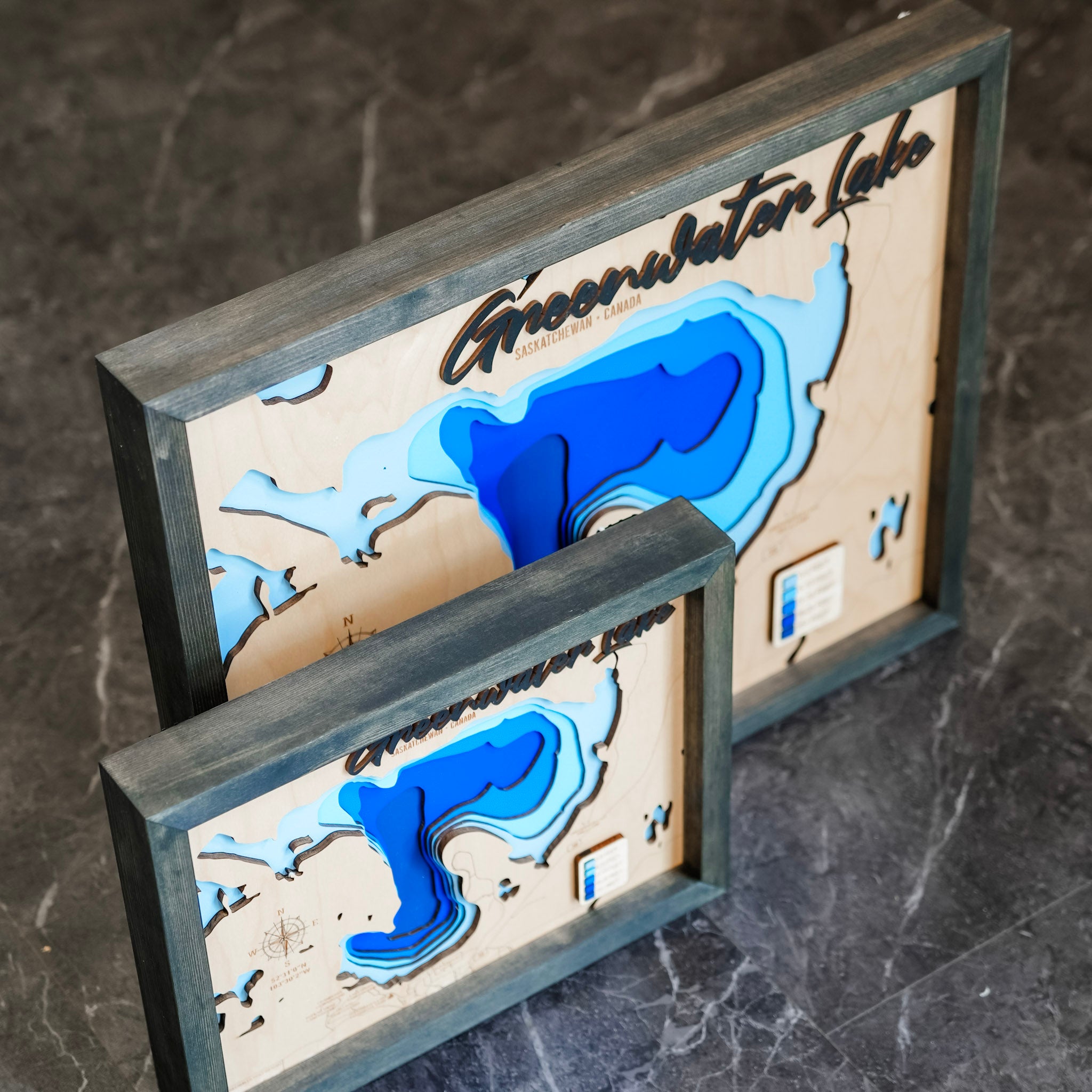 Greenwater Lake Map • Bathymetric Layered Wood Depth Map • For Lake Lovers
