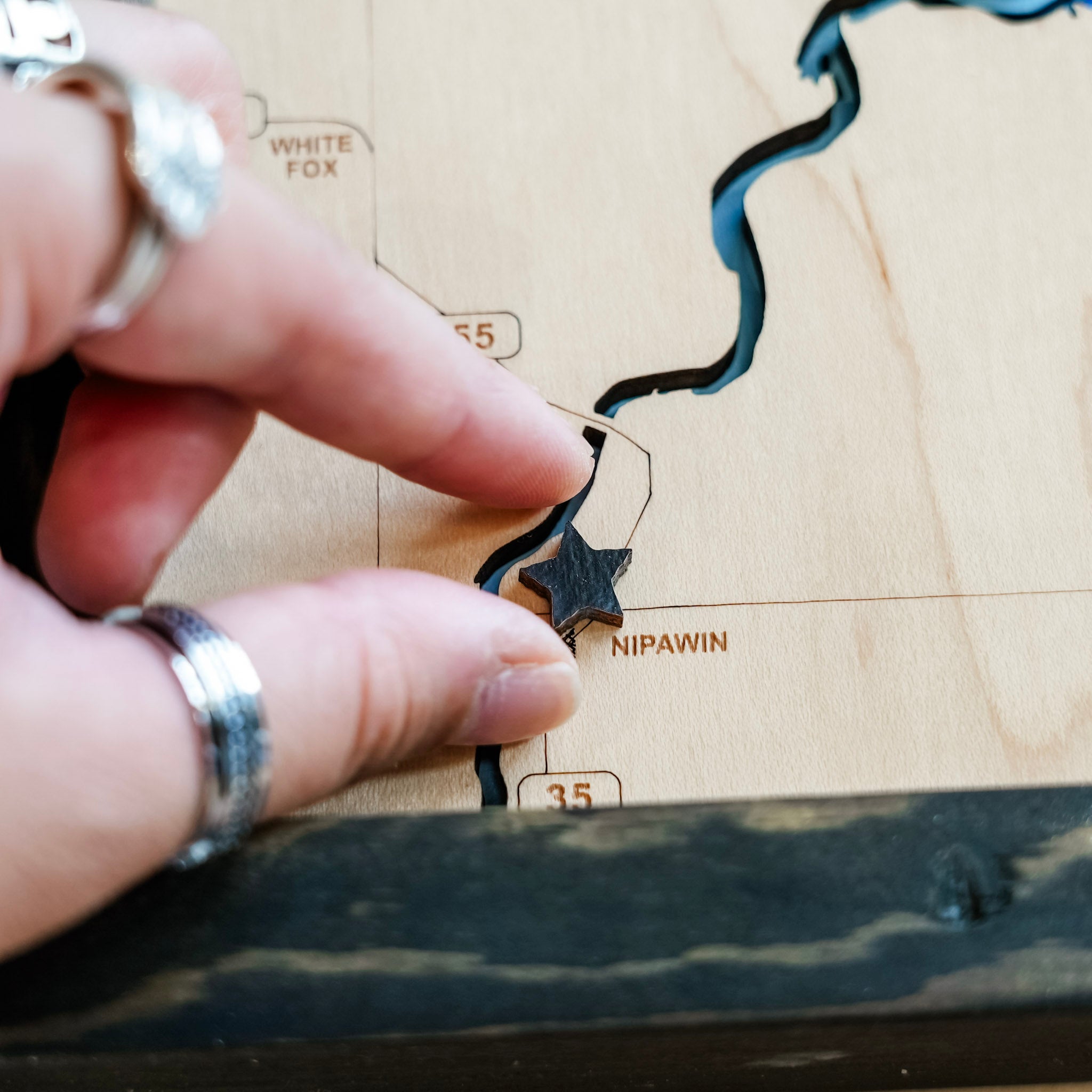 Tobin Lake Map • Bathymetric Layered Wood Depth Map • For Lake Lovers