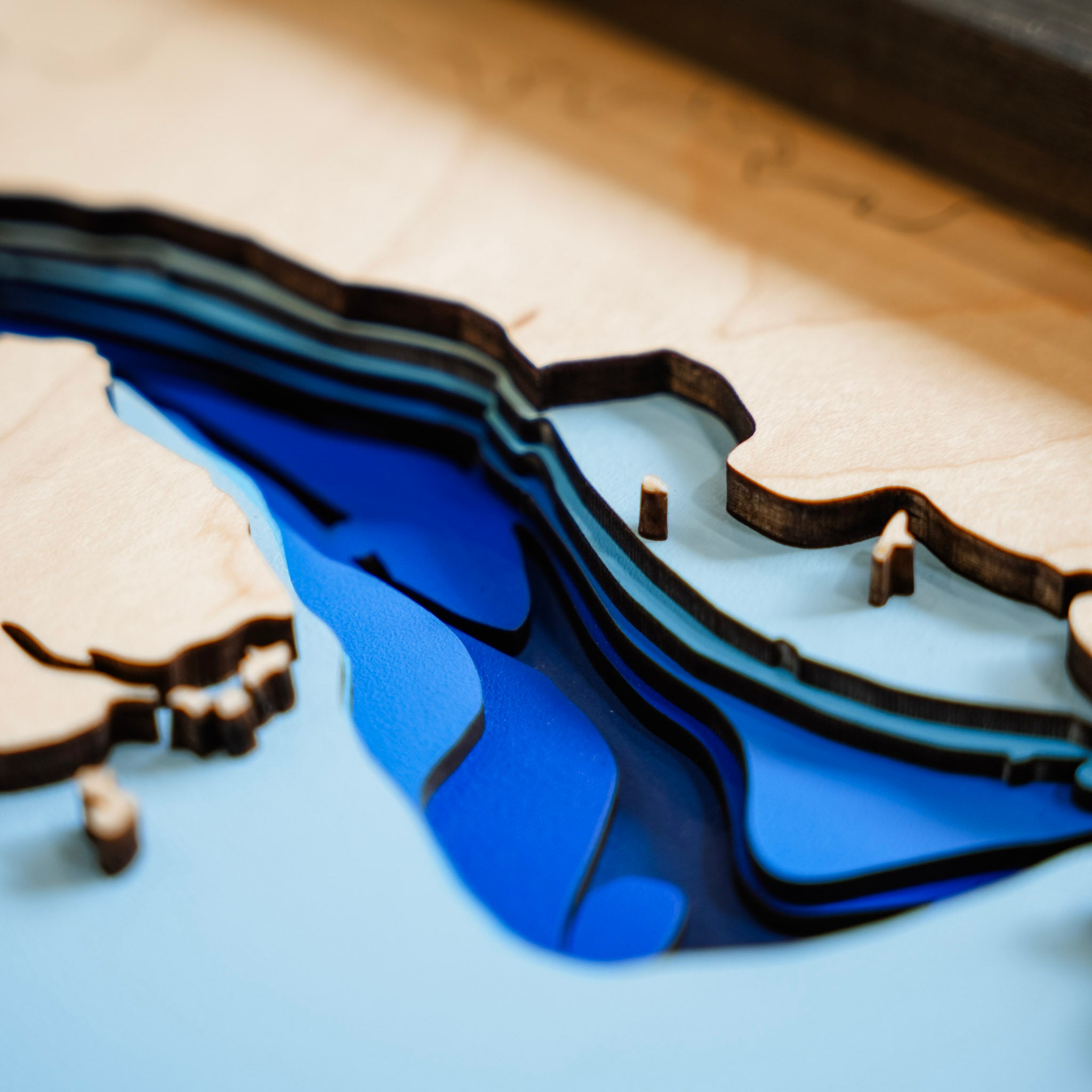 Tobin Lake Map • Bathymetric Layered Wood Depth Map • For Lake Lovers