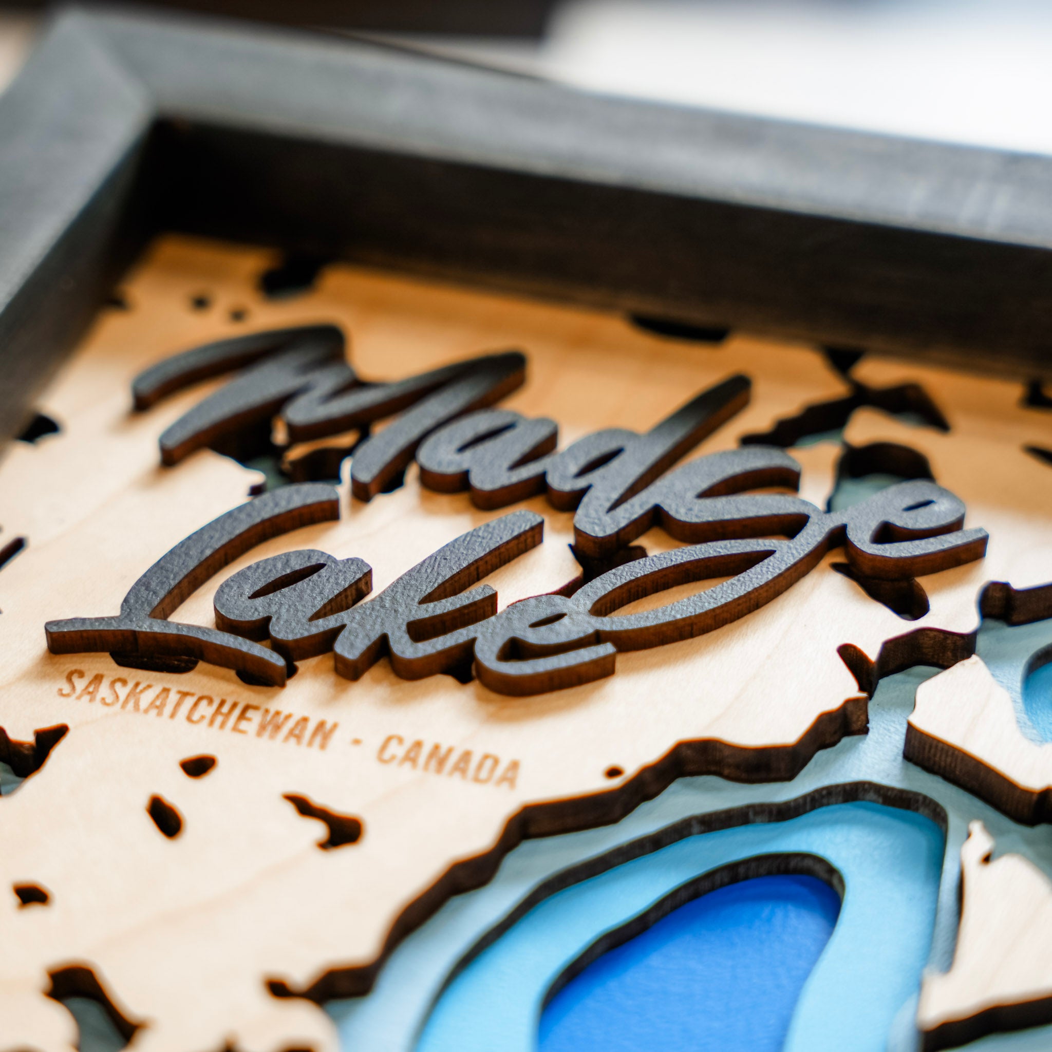 Madge Lake Map • Bathymetric Layered Wood Depth Map • For Lake Lovers
