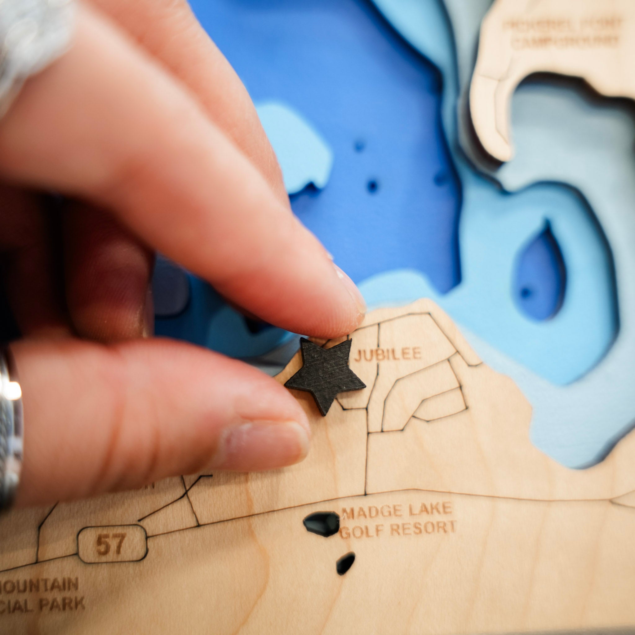 Madge Lake Map • Bathymetric Layered Wood Depth Map • For Lake Lovers