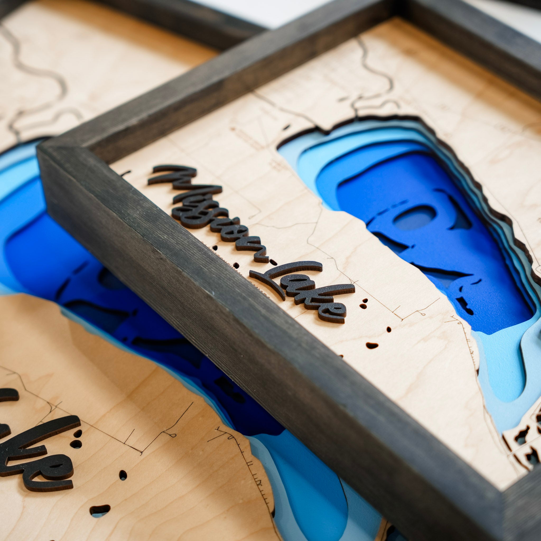 Mission Lake Map • Bathymetric Layered Wood Depth Map • For Lake Lovers