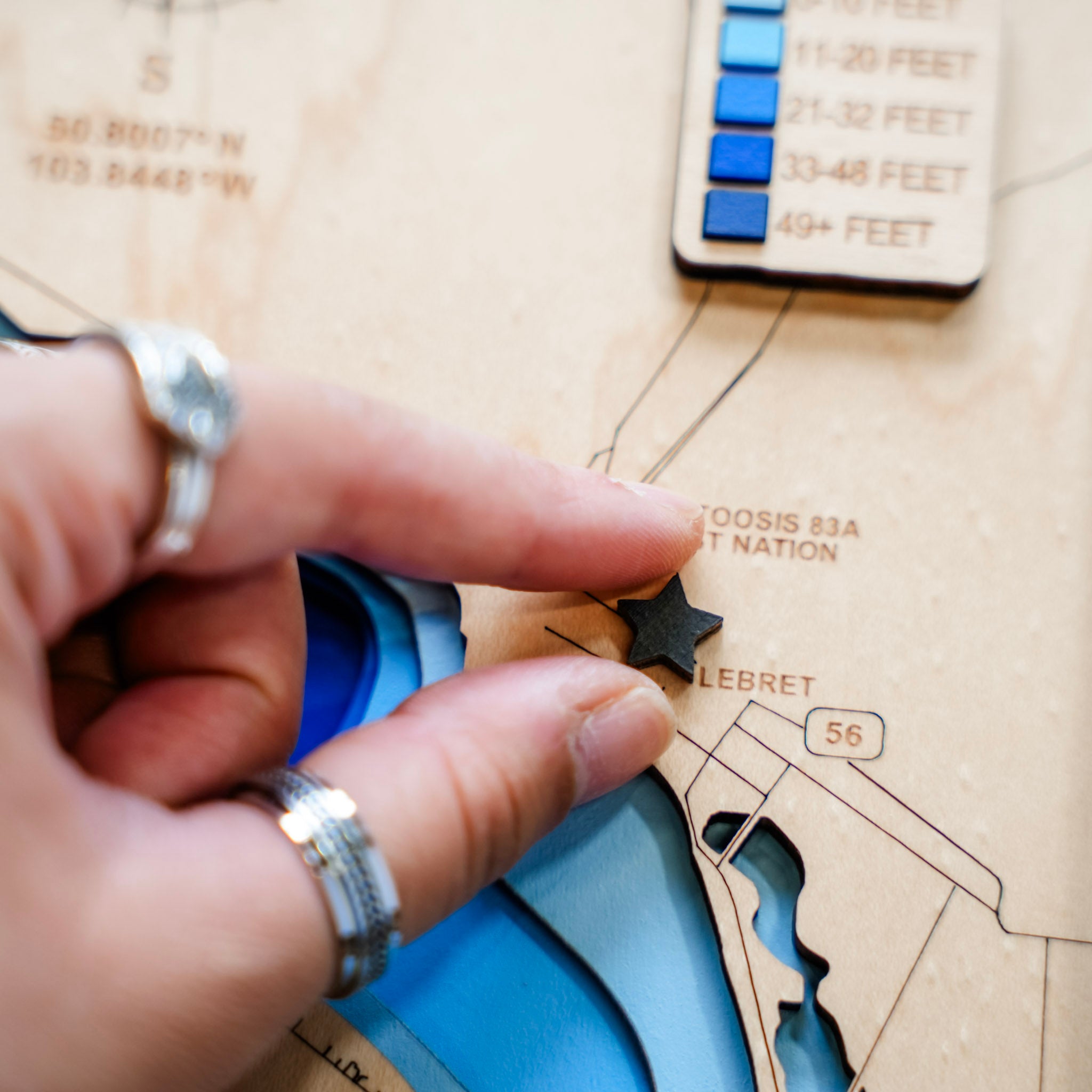 Mission Lake Map • Bathymetric Layered Wood Depth Map • For Lake Lovers