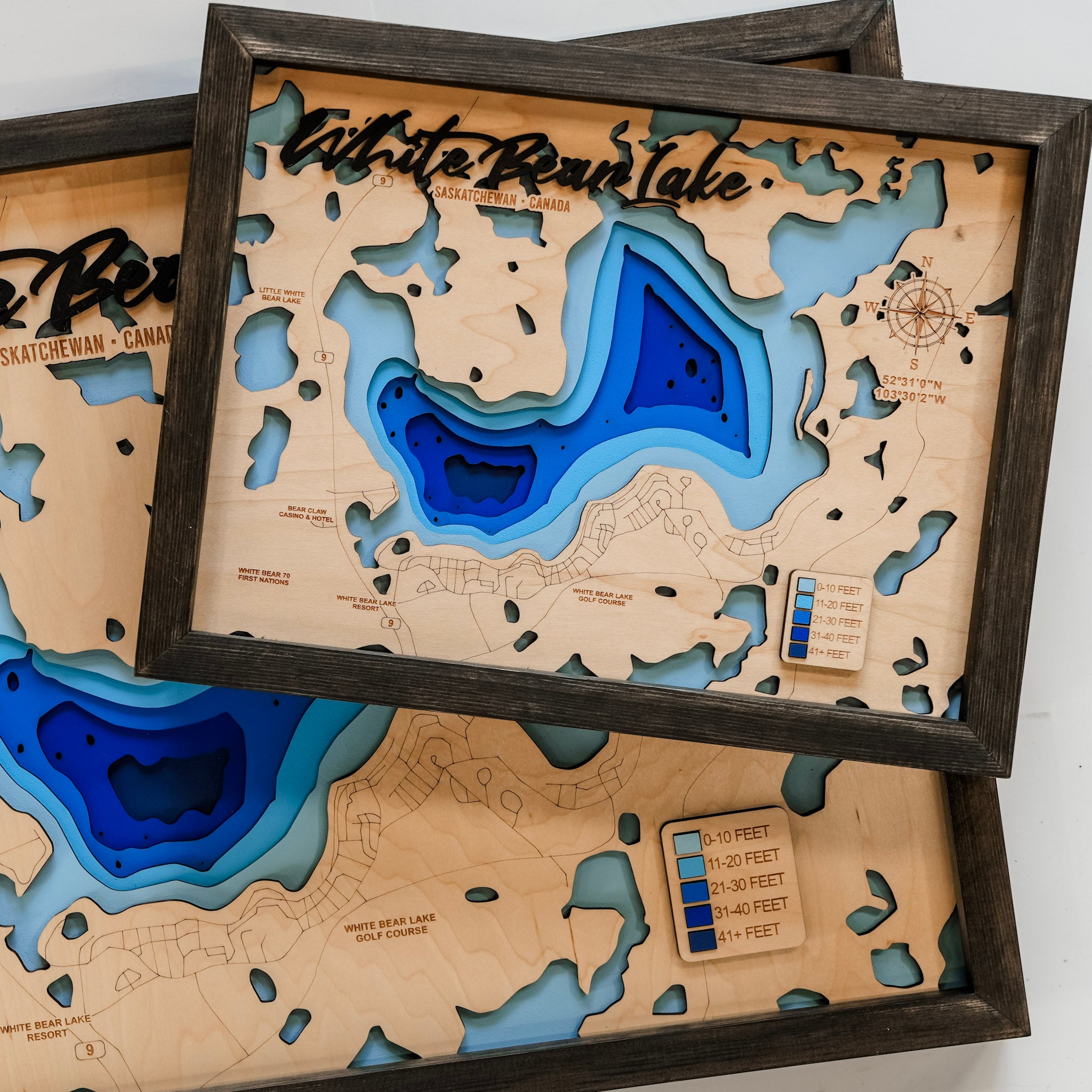 White Bear Lake Map • Bathymetric Layered Wood Depth Map • For Lake Lovers