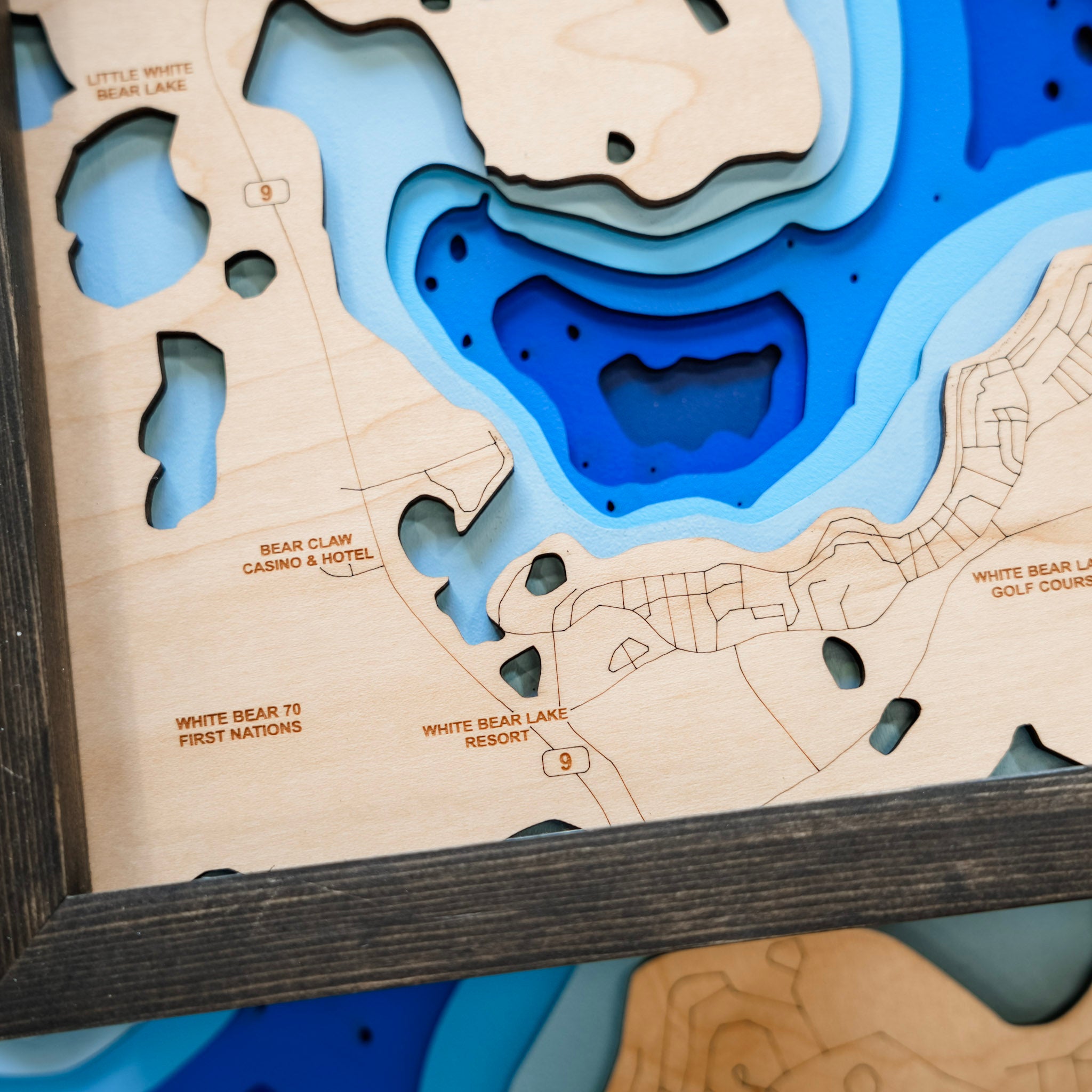 White Bear Lake Map • Bathymetric Layered Wood Depth Map • For Lake Lovers