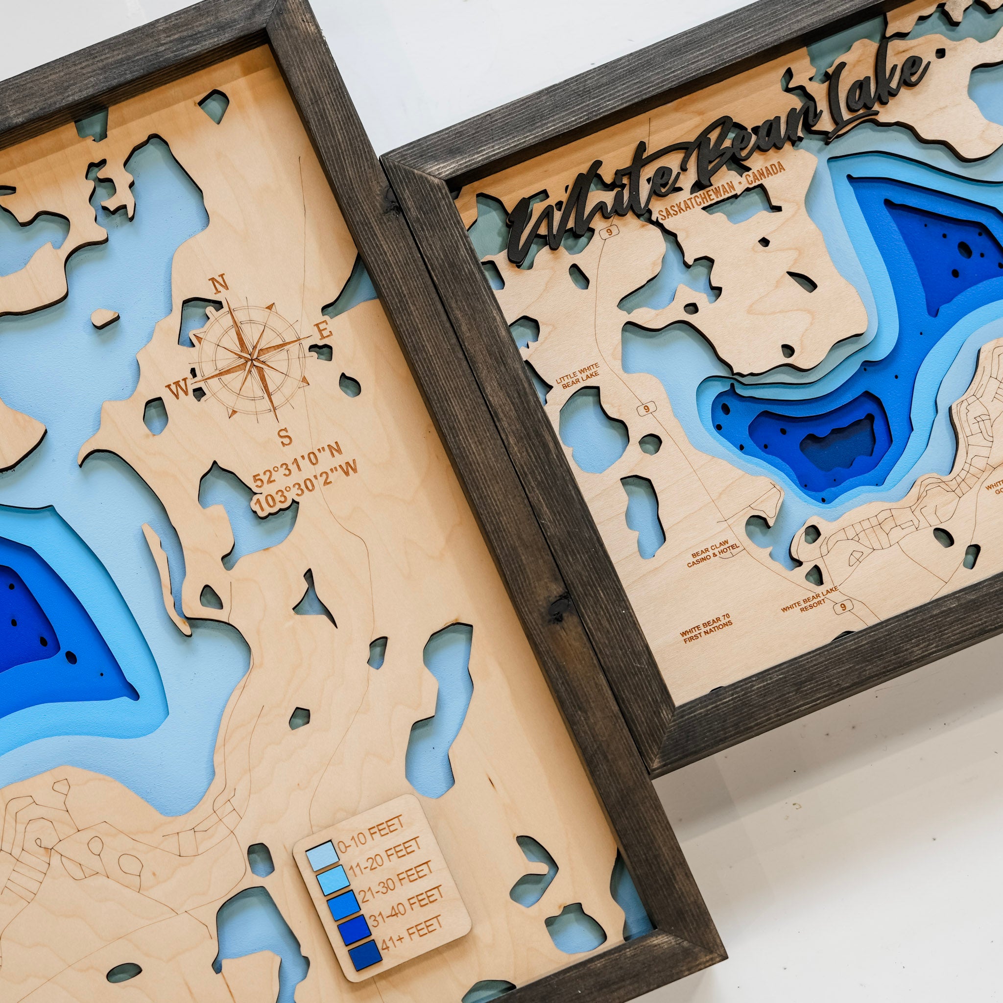 White Bear Lake Map • Bathymetric Layered Wood Depth Map • For Lake Lovers