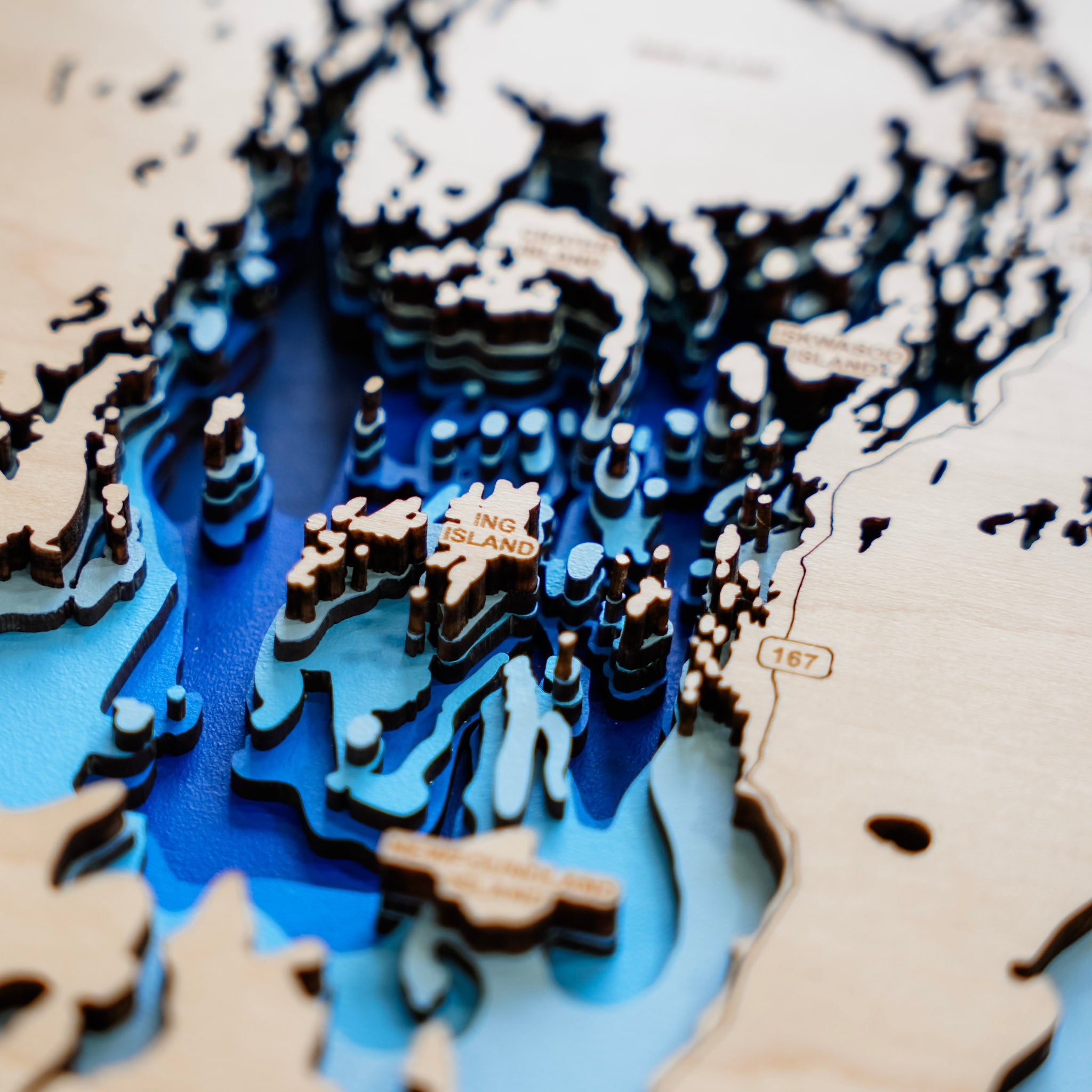 Amisk Lake Map • Bathymetric Layered Wood Depth Map • For Lake Lovers