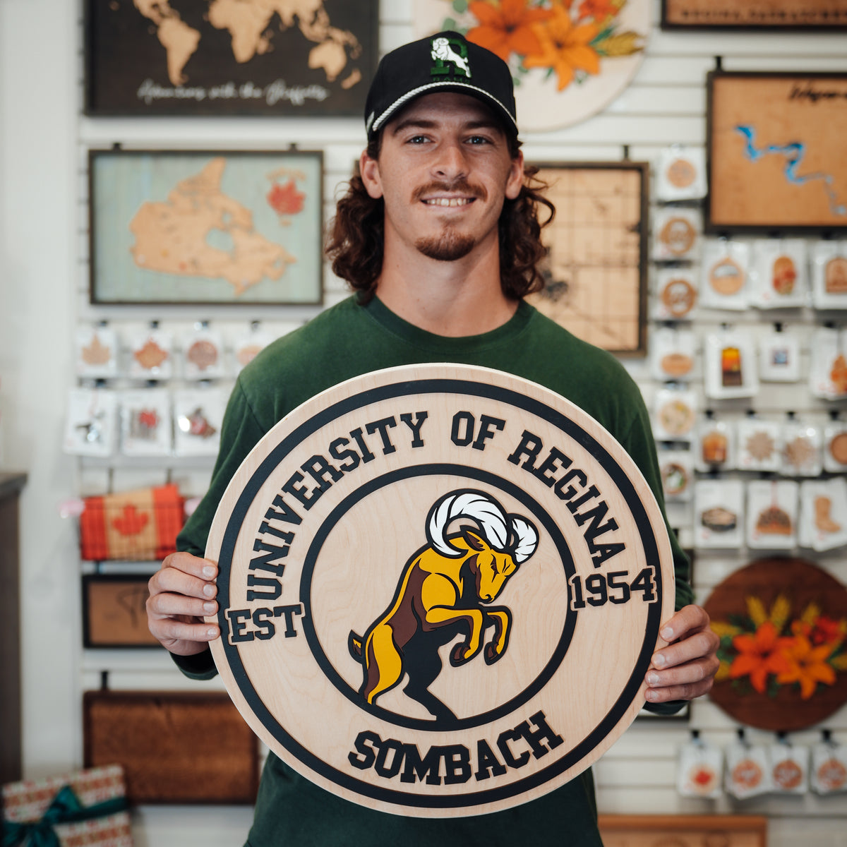 University of Regina Rams Wood Round Sign | Gifts for Students